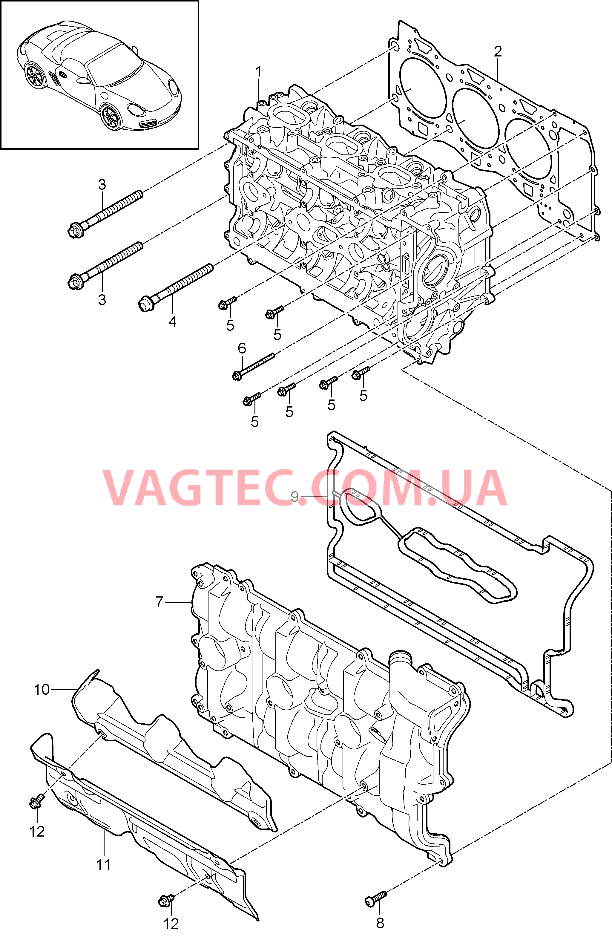 103-000 Гбц, с, Клапаны, Прокладка ГБЦ, Клапанная крышка для PORSCHE Boxster 2009-2012-USA