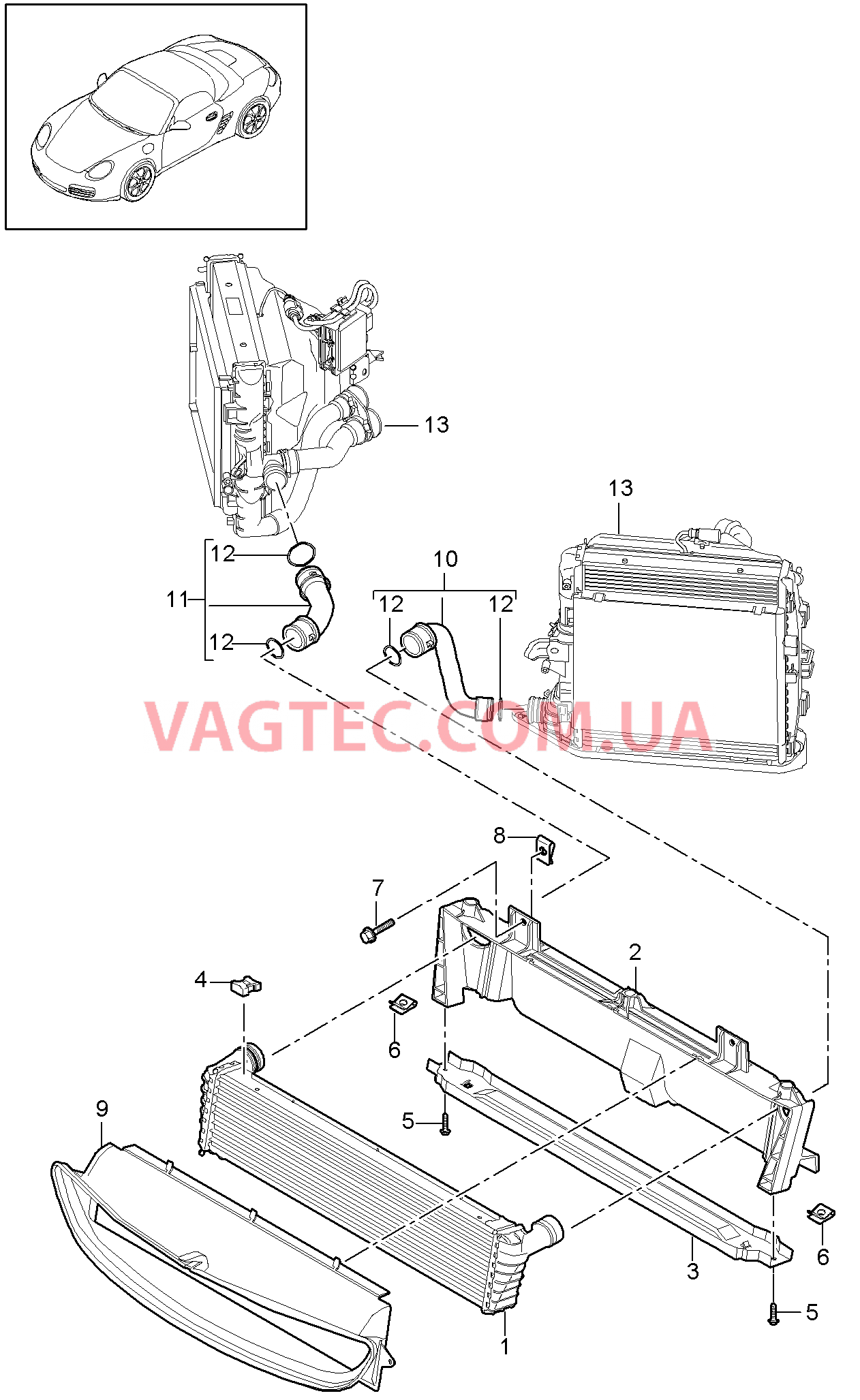 105-017 Жидкостный радиатор, средний
						
						MA1.21, I250, MA1.20, I183, MA1.21, I183/480 для PORSCHE Boxster 2009-2012-USA