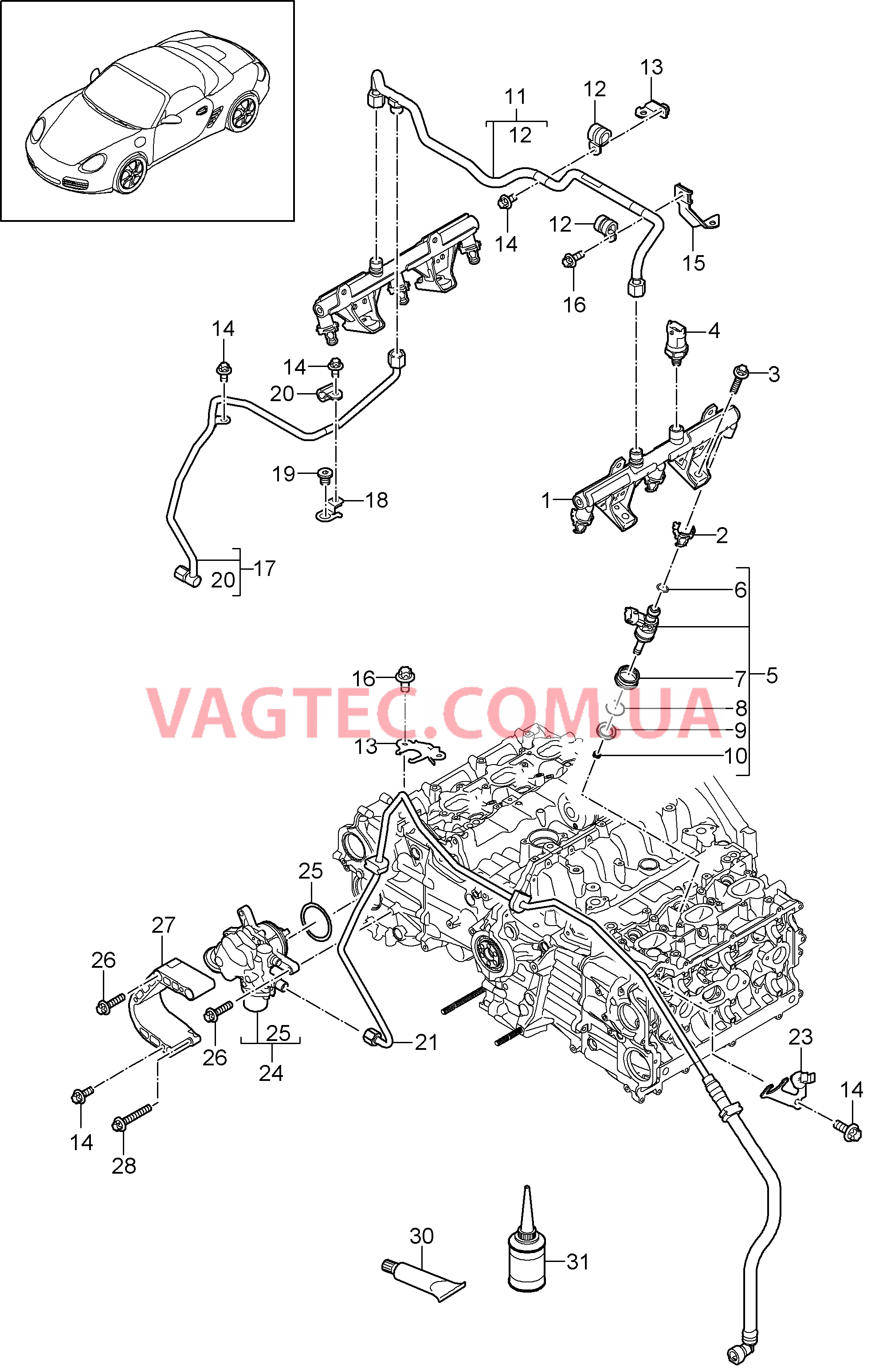 107-005 Топливная магистраль, Насос высокого давления
						
						MA1.21 для PORSCHE Boxster 2009-2012