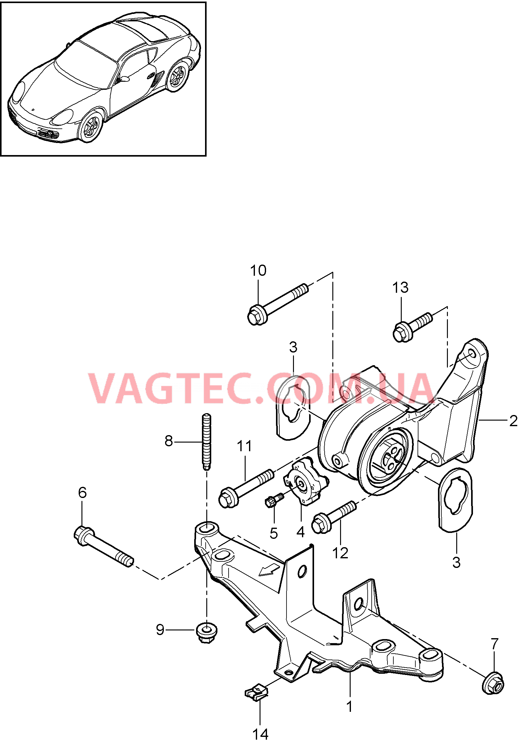 109-000 Подвеска двигателя
						
						MA1.20, MA1.21 для PORSCHE Boxster 2009-2012-USA