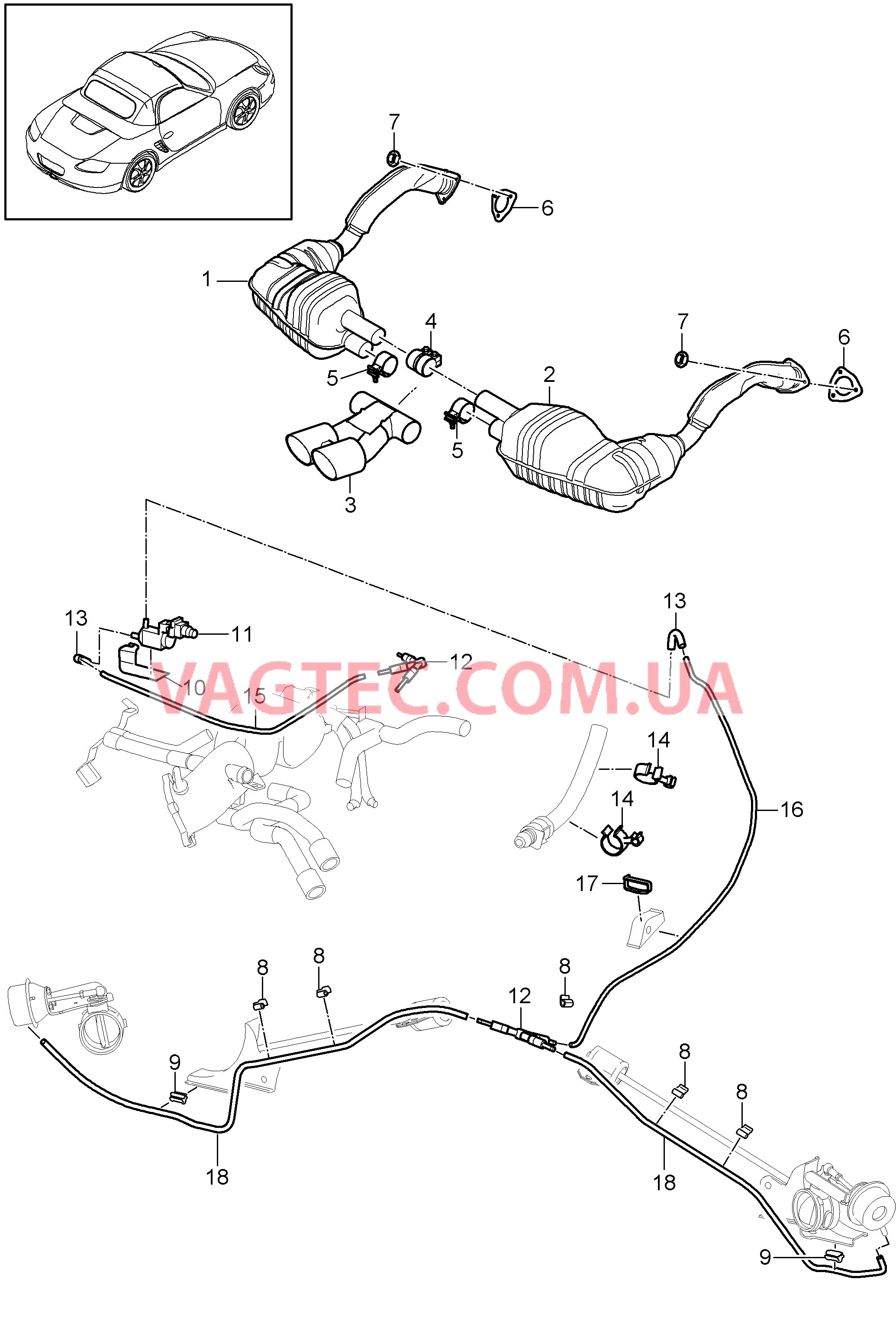 202-005 Выпускная система, Спортивное исполнение
						
						IXLF для PORSCHE Boxster 2009-2012-USA