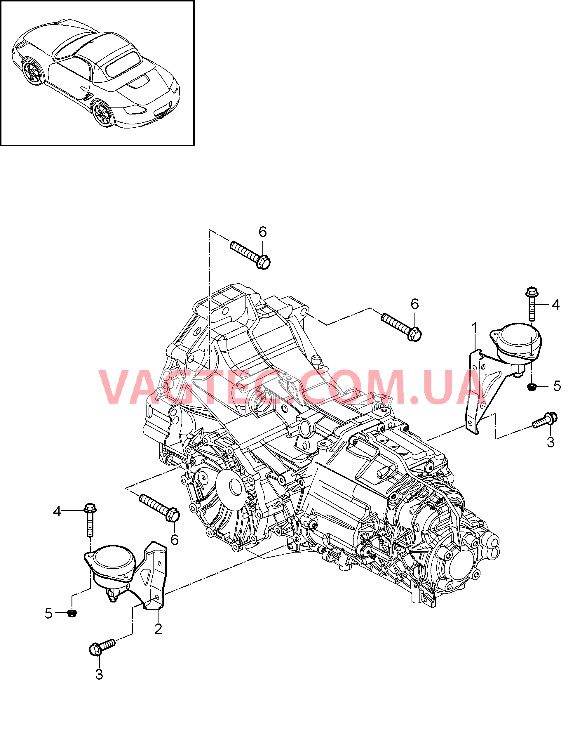 370-000 - PDK -, Коробка переключения передач, Подвеска коробки передач, Резьбовое соед., к, Двигатель
						
						MA1.20/21, I250 для PORSCHE Boxster 2009-2012-USA