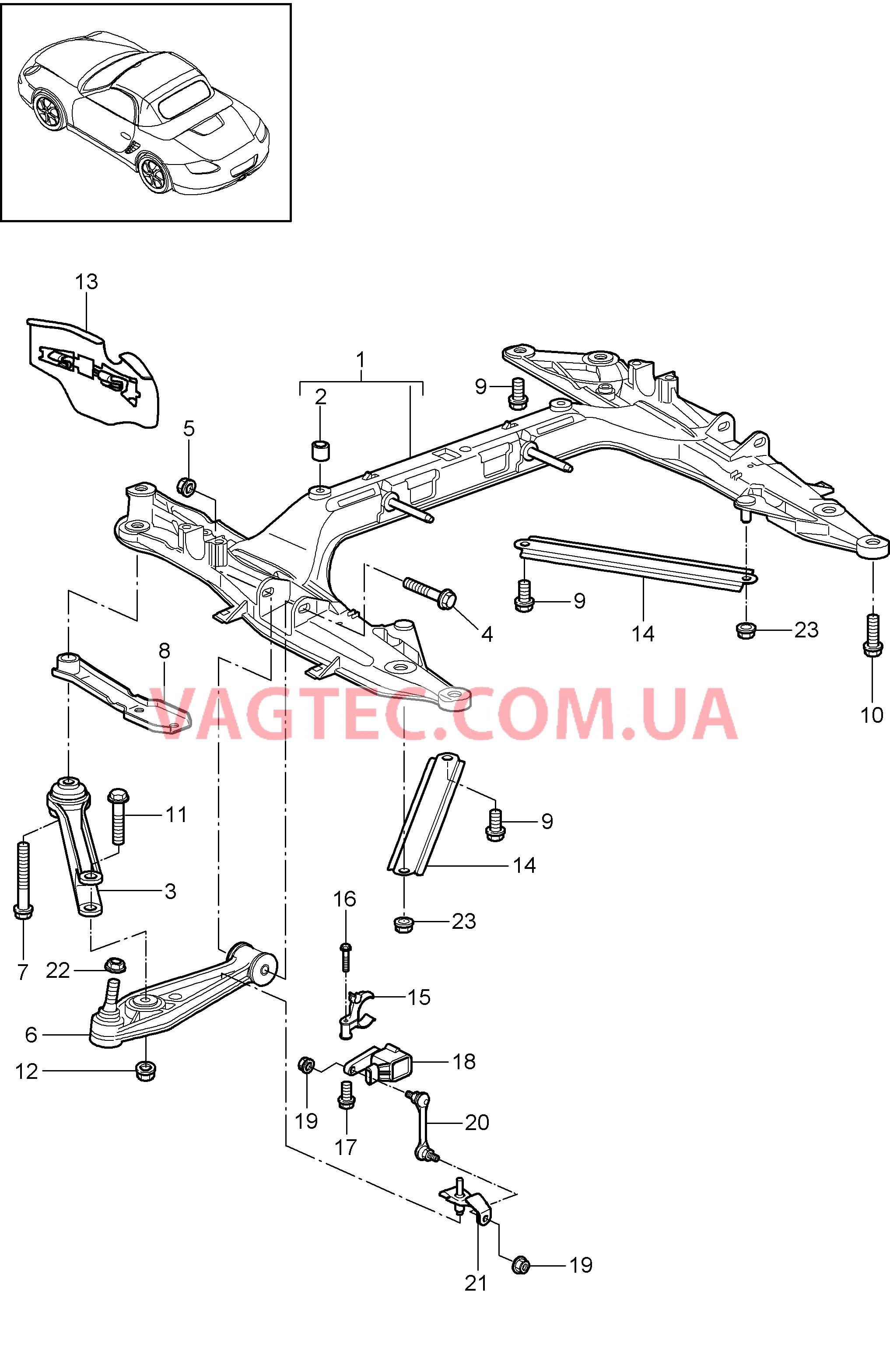 401-000 Поперечина, Поперечный рычаг для PORSCHE Boxster 2009-2012-USA