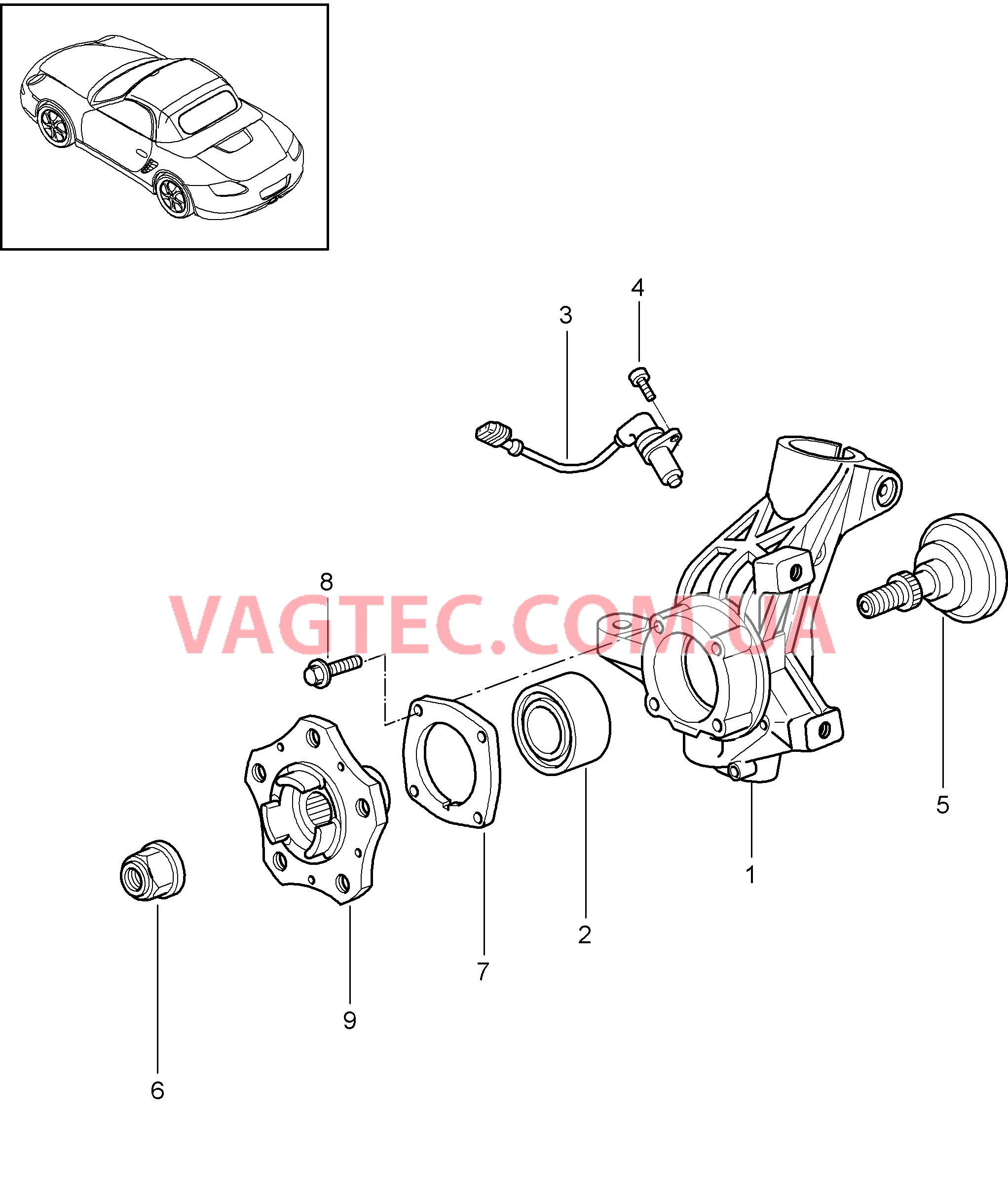 401-005 Корпус подшипника ступицы, Ступица для PORSCHE Boxster 2009-2012