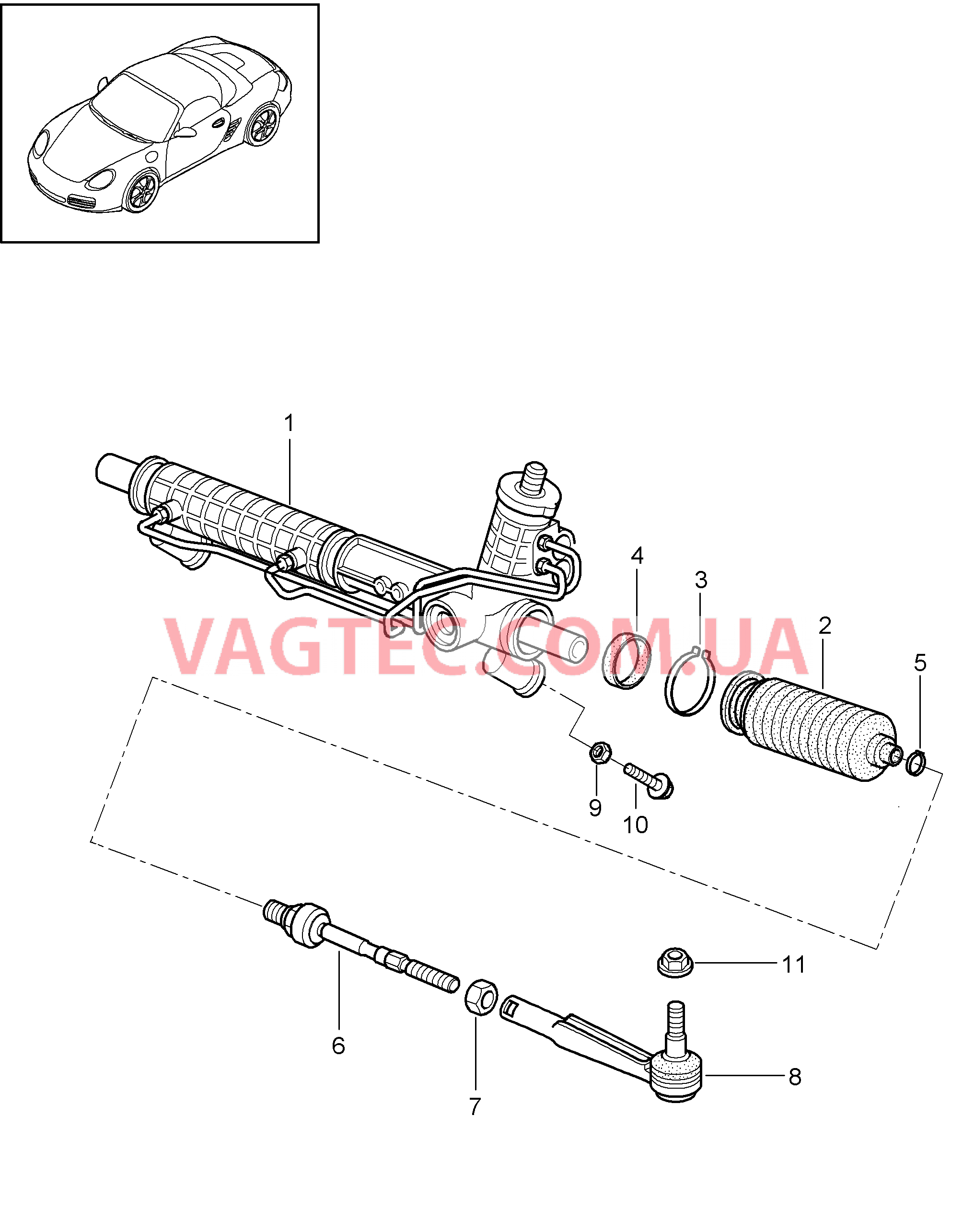 403-000 Рул.управ.с усилителем, Рулевой механизм, Элементы управления для PORSCHE Boxster 2009-2012-USA