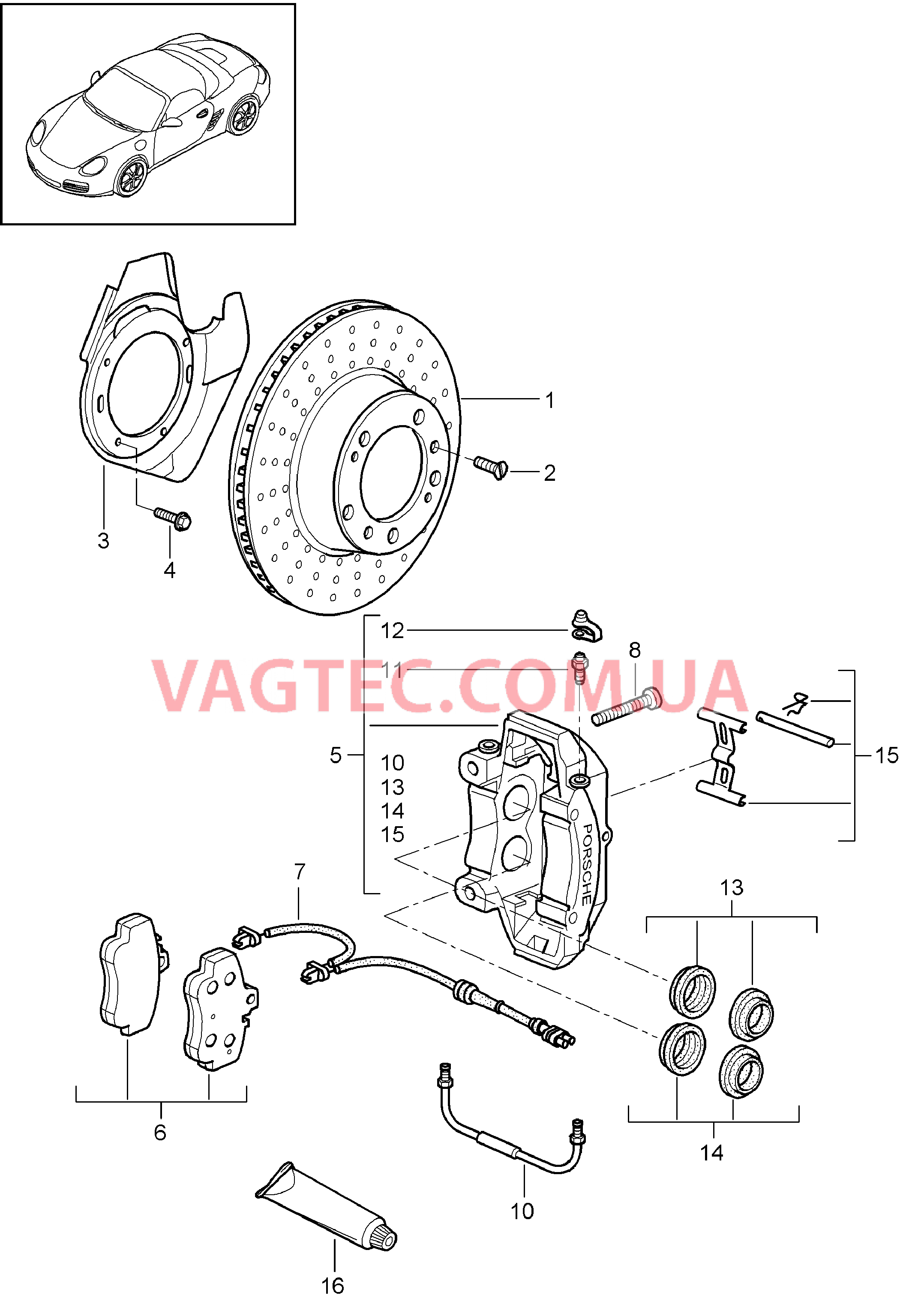 602-000 Дисковой тормоз, Передняя ось для PORSCHE Boxster 2009-2012