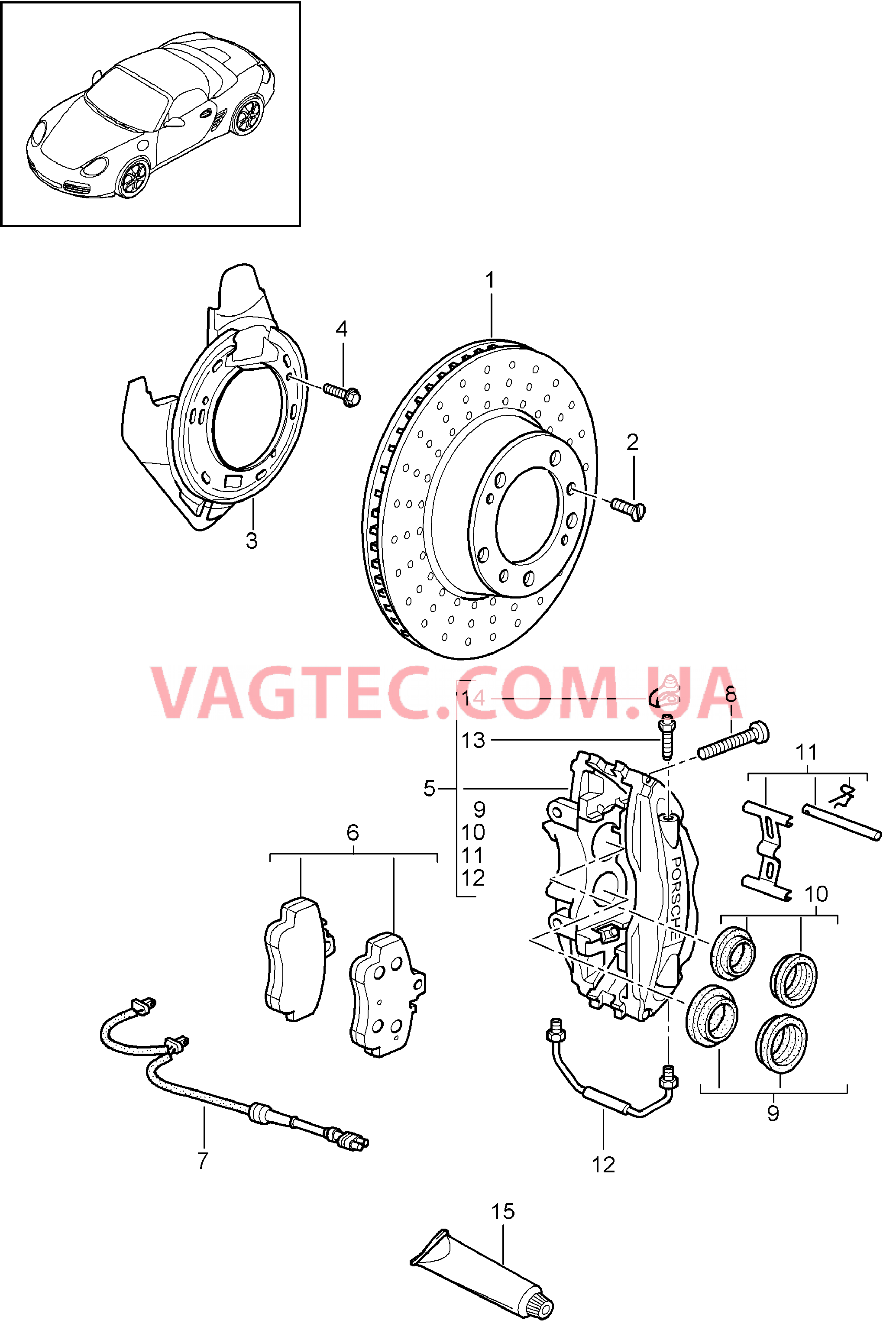 603-000 Дисковой тормоз, Задняя ось для PORSCHE Boxster 2009-2012