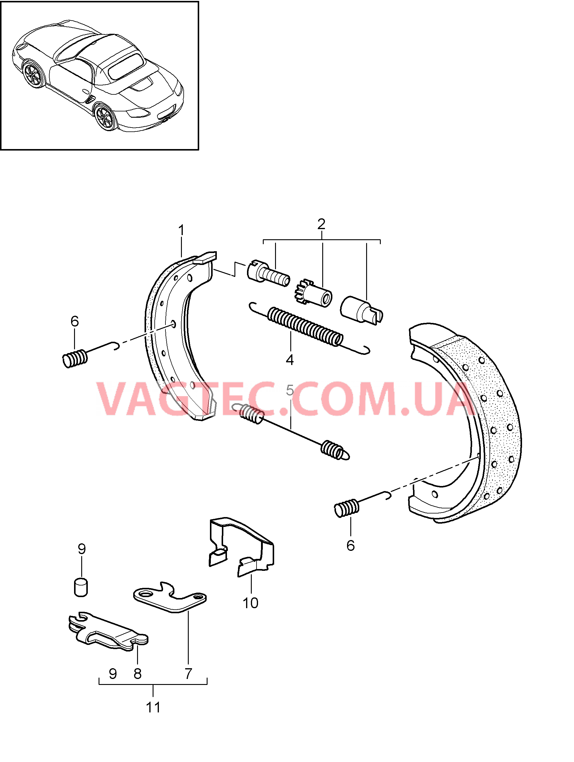 603-005 Ручной тормоз для PORSCHE Boxster 2009-2012