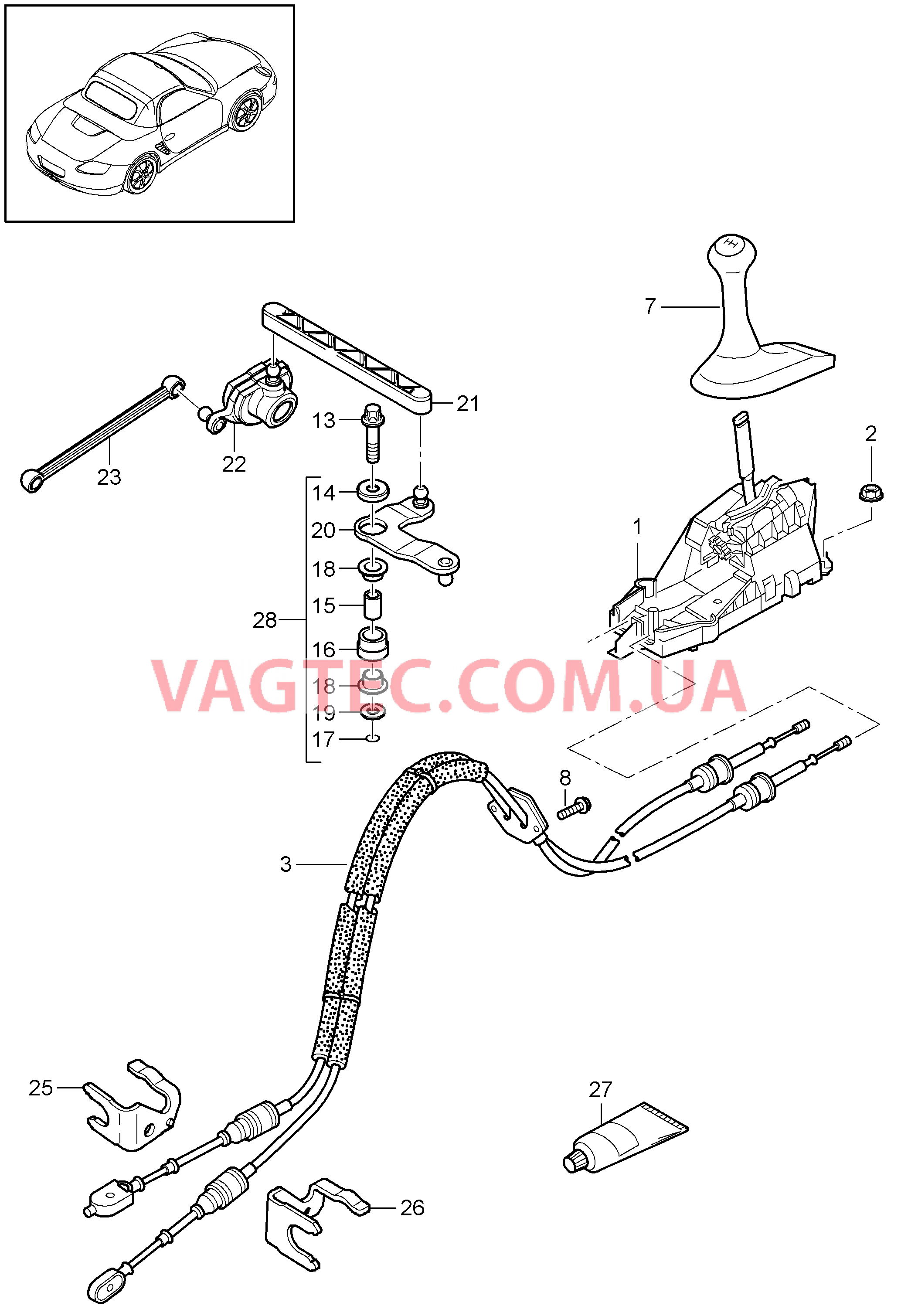 701-000 Механизм перекл.передач, Мкпп для PORSCHE Boxster 2009-2012-USA