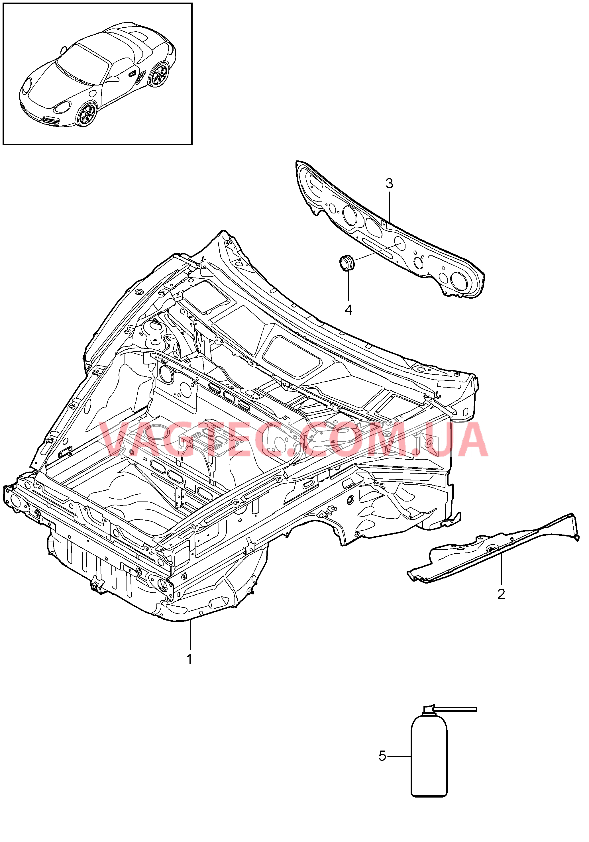 801-005 Передняя часть кузова для PORSCHE Boxster 2009-2012-USA