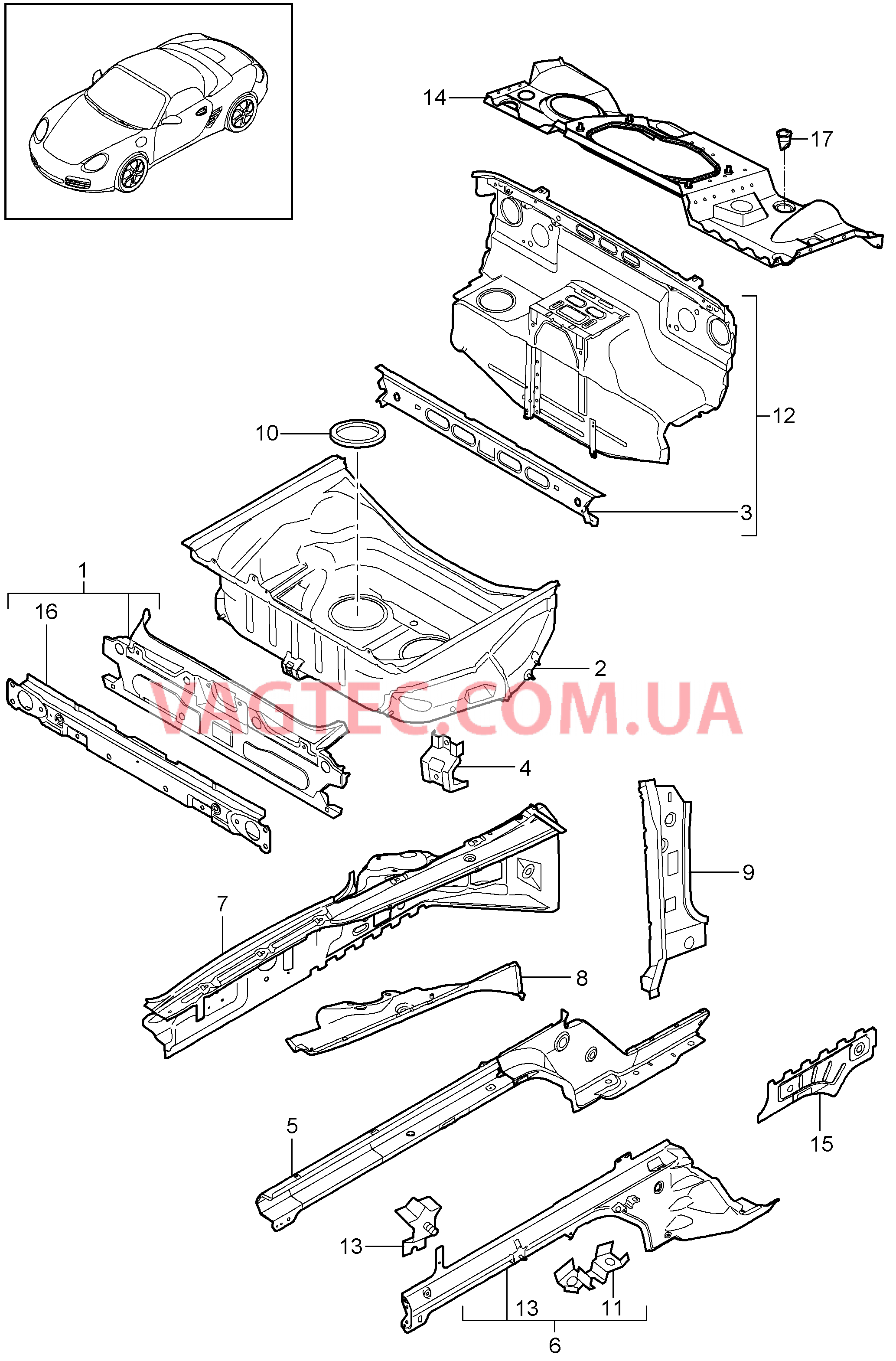 801-010 Передняя часть кузова, Отдельные детали для PORSCHE Boxster 2009-2012-USA