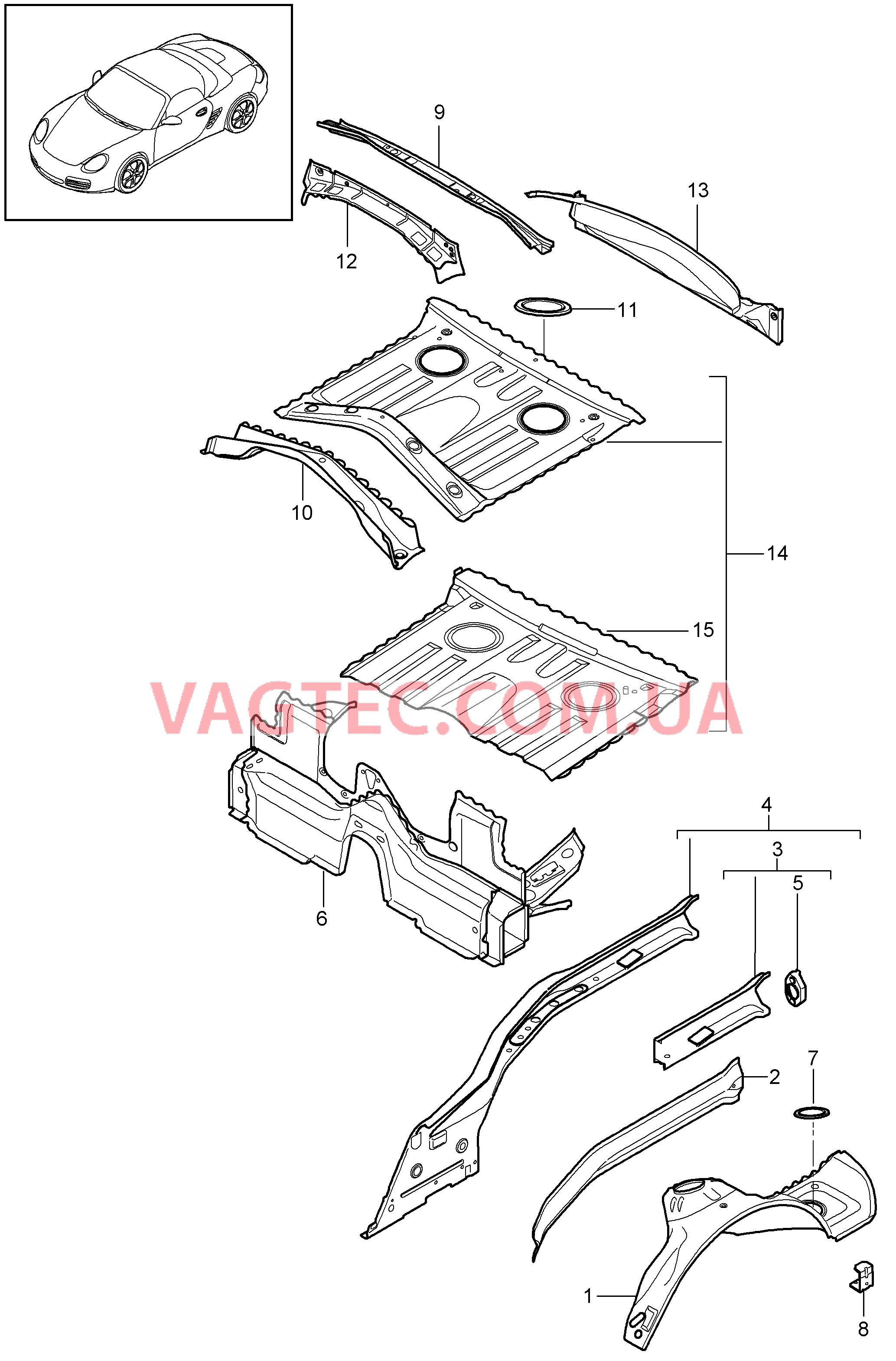 801-035 Задняя подвеска, Отдельные детали для PORSCHE Boxster 2009-2012