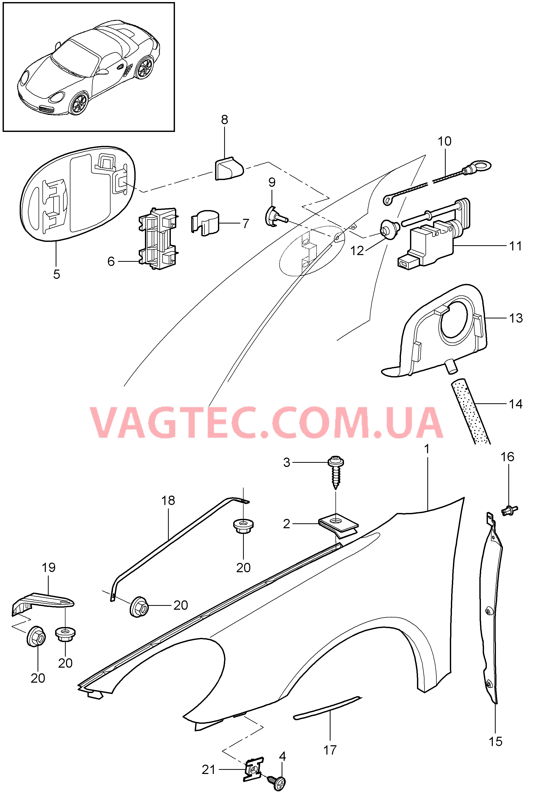 801-040 Крыло для PORSCHE Boxster 2009-2012