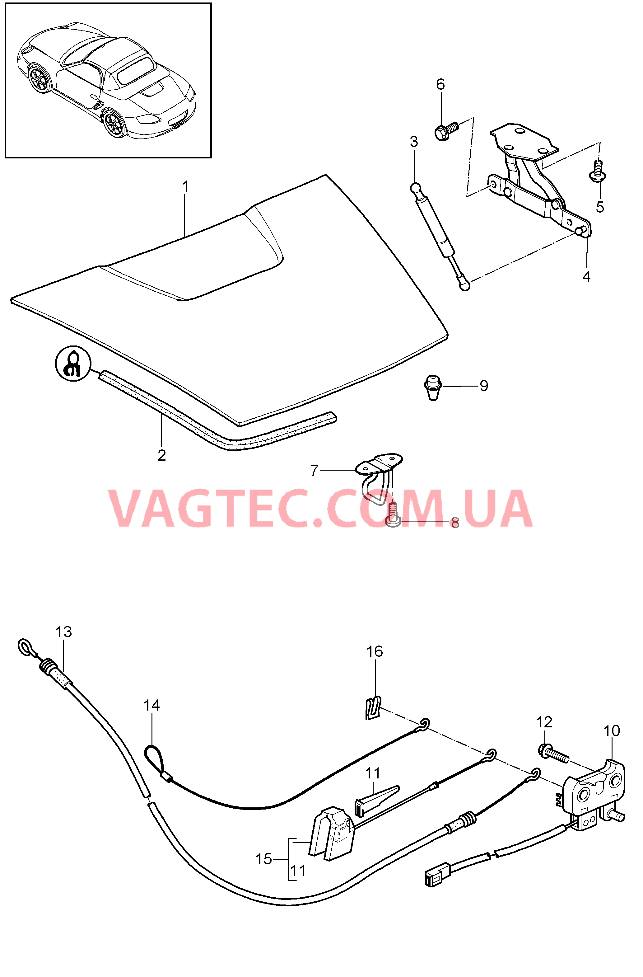 803-005 Крышка, задний для PORSCHE Boxster 2009-2012