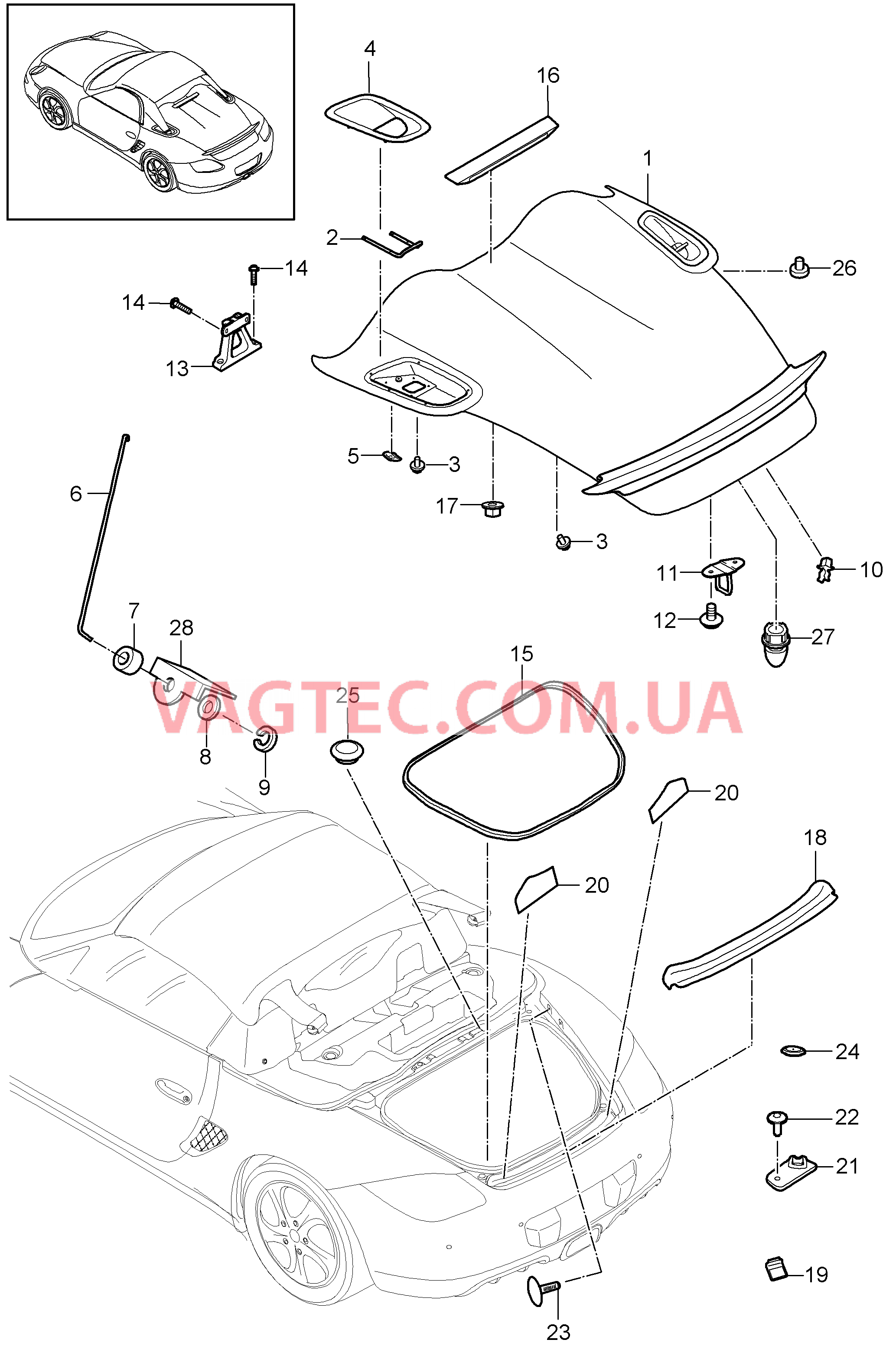 803-006 Крышка, задний
						
						SPYDER, I778 для PORSCHE Boxster 2009-2012