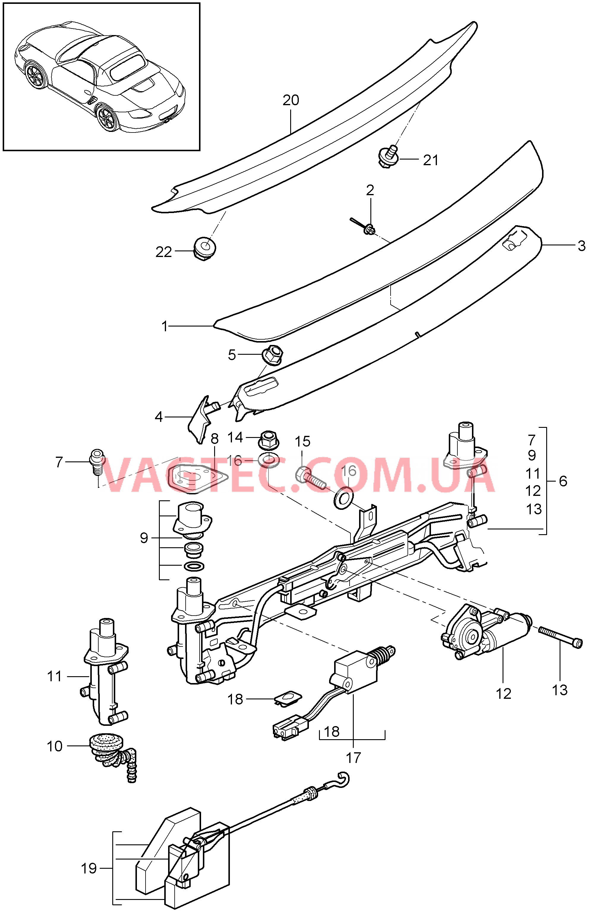 803-007 Задний спойлер для PORSCHE Boxster 2009-2012