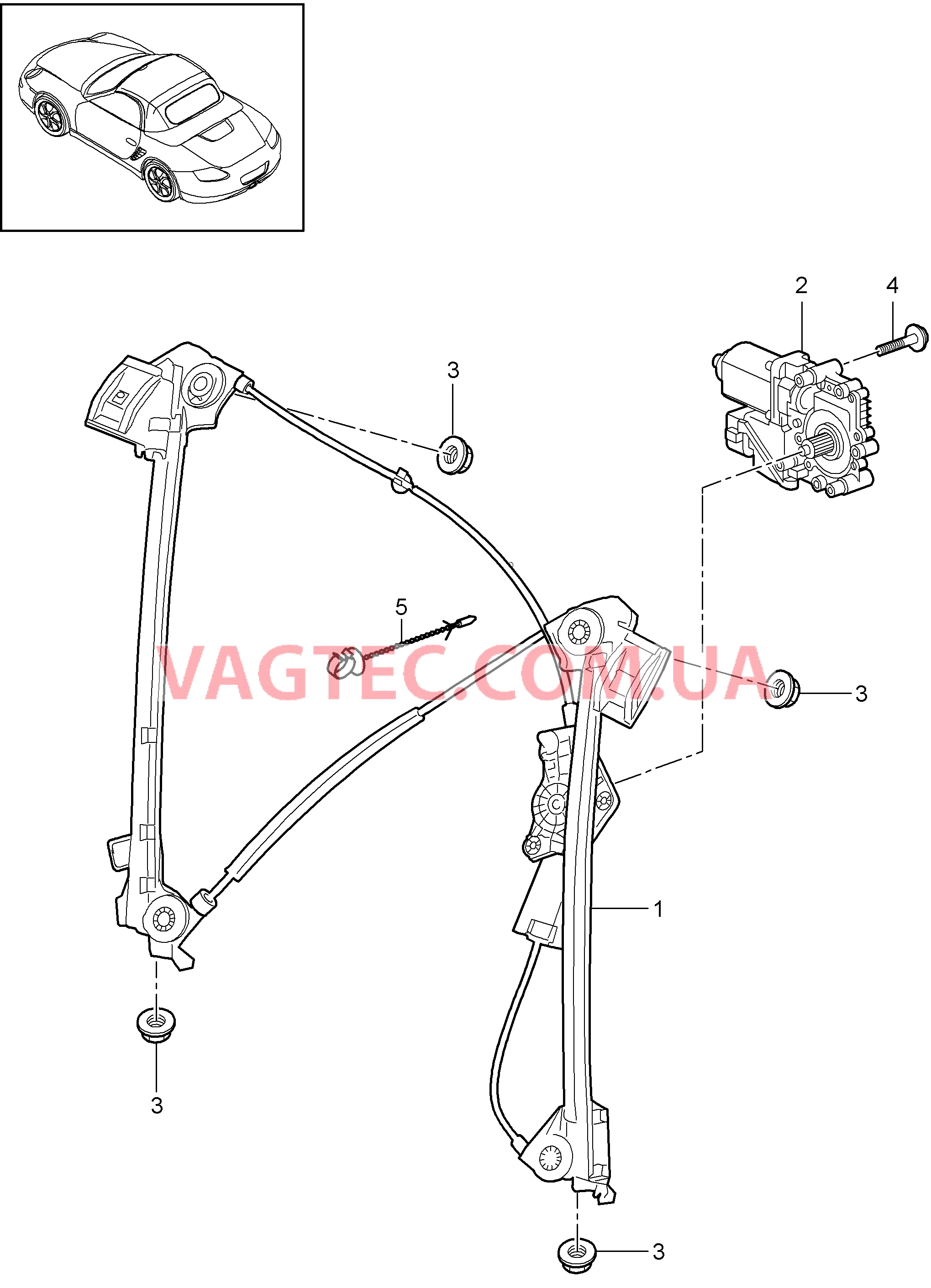 804-030 Стеклоподъемник для PORSCHE Boxster 2009-2012