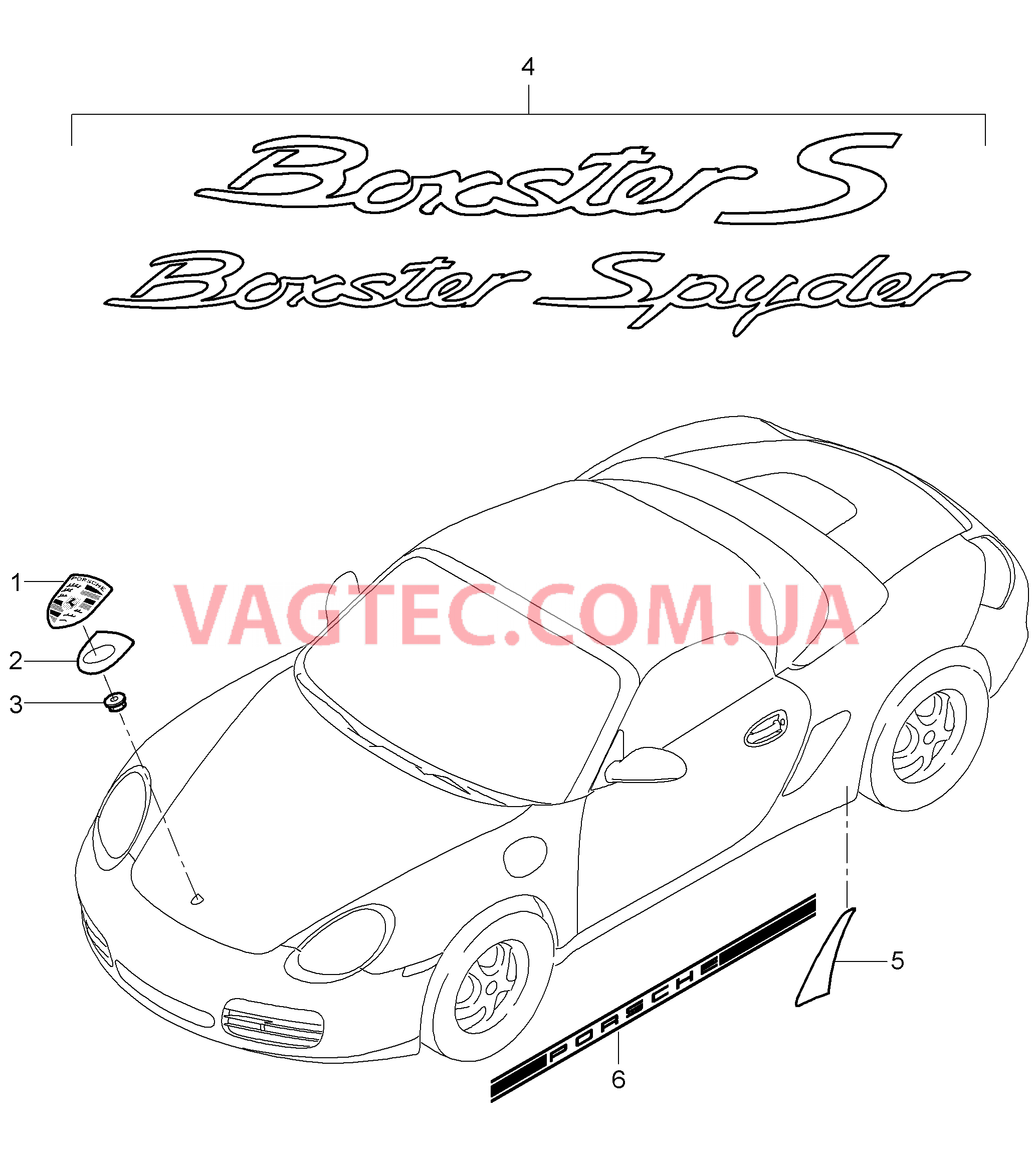 810-000 Надписи, Пленка защиты от камней для PORSCHE Boxster 2009-2012