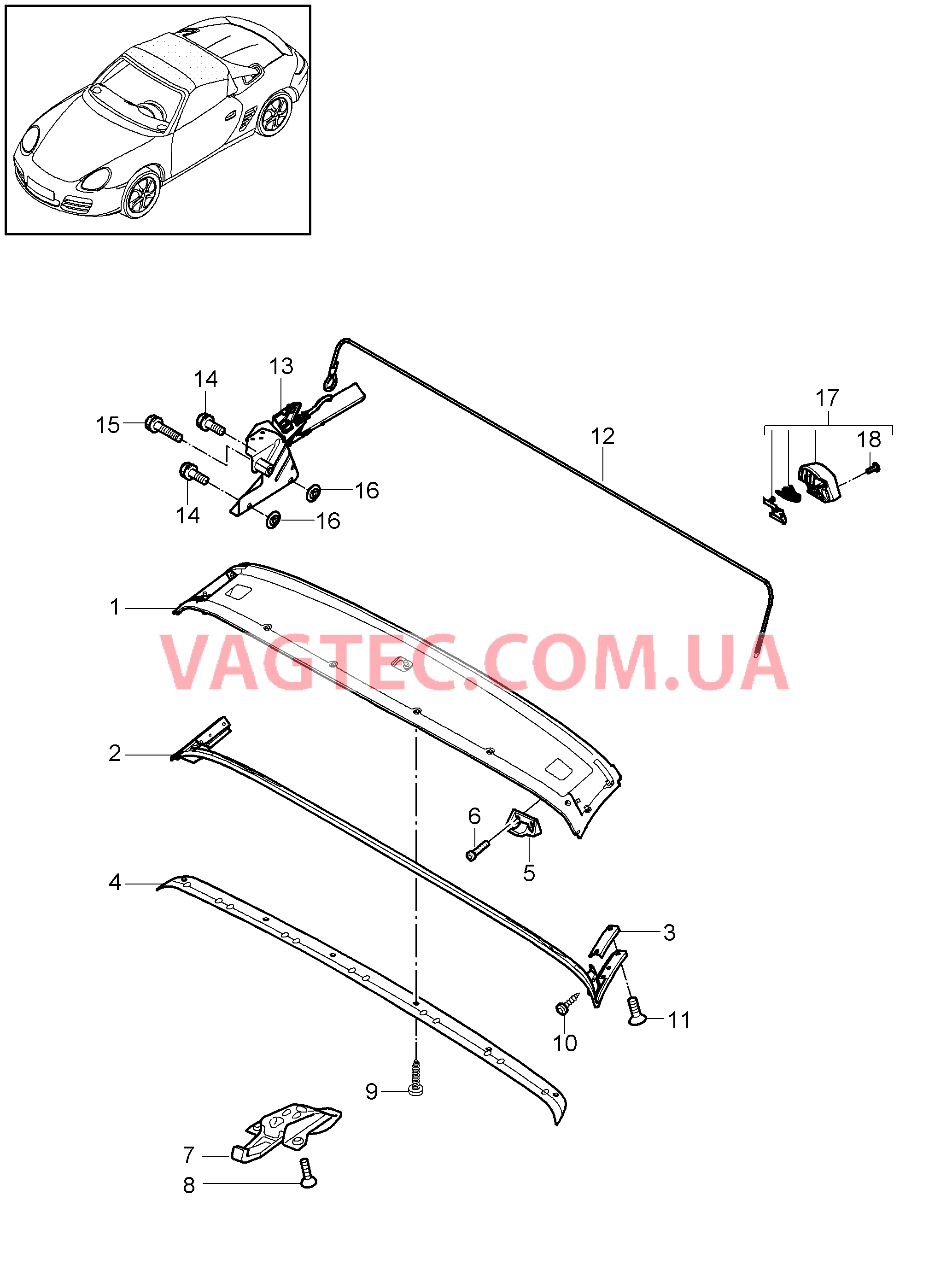 811-008 Складной верх, Рама, Отдельные детали, Прокладка
						
						SPYDER, I778 для PORSCHE Boxster 2009-2012