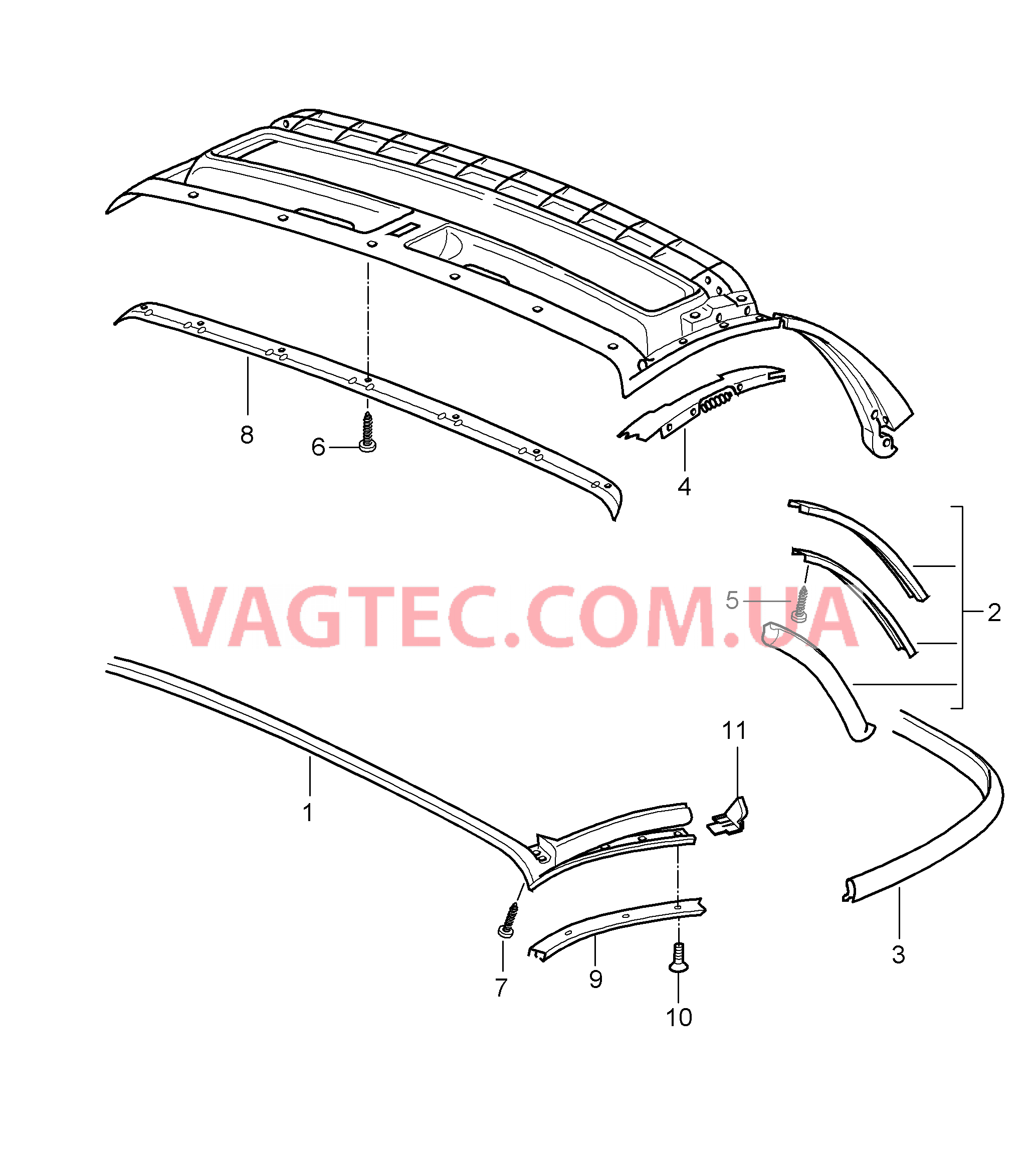 811-010 Складной верх, Прокладка для PORSCHE Boxster 2009-2012-USA