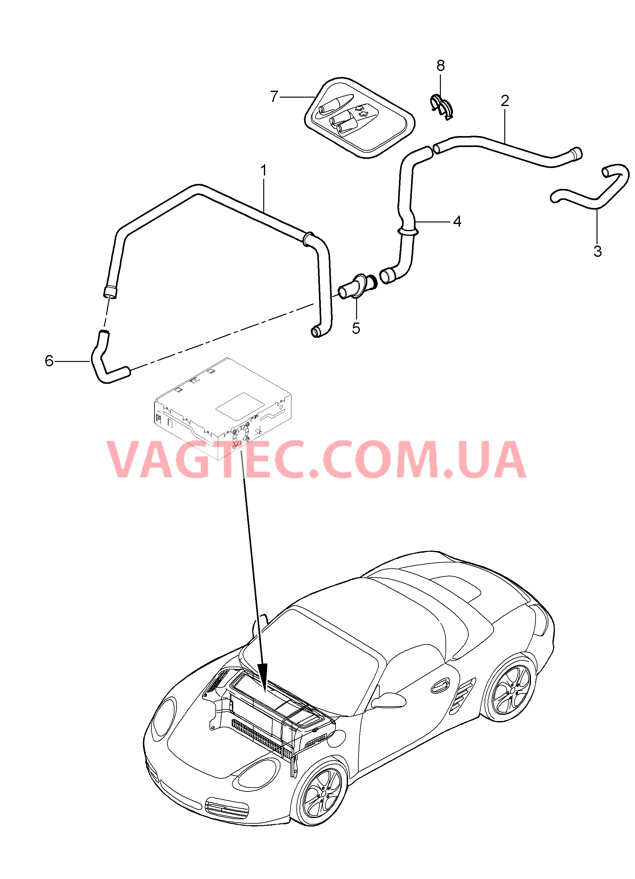 813-002 Багажный отсек, Охлаждение
						
						I575 для PORSCHE Boxster 2009-2012