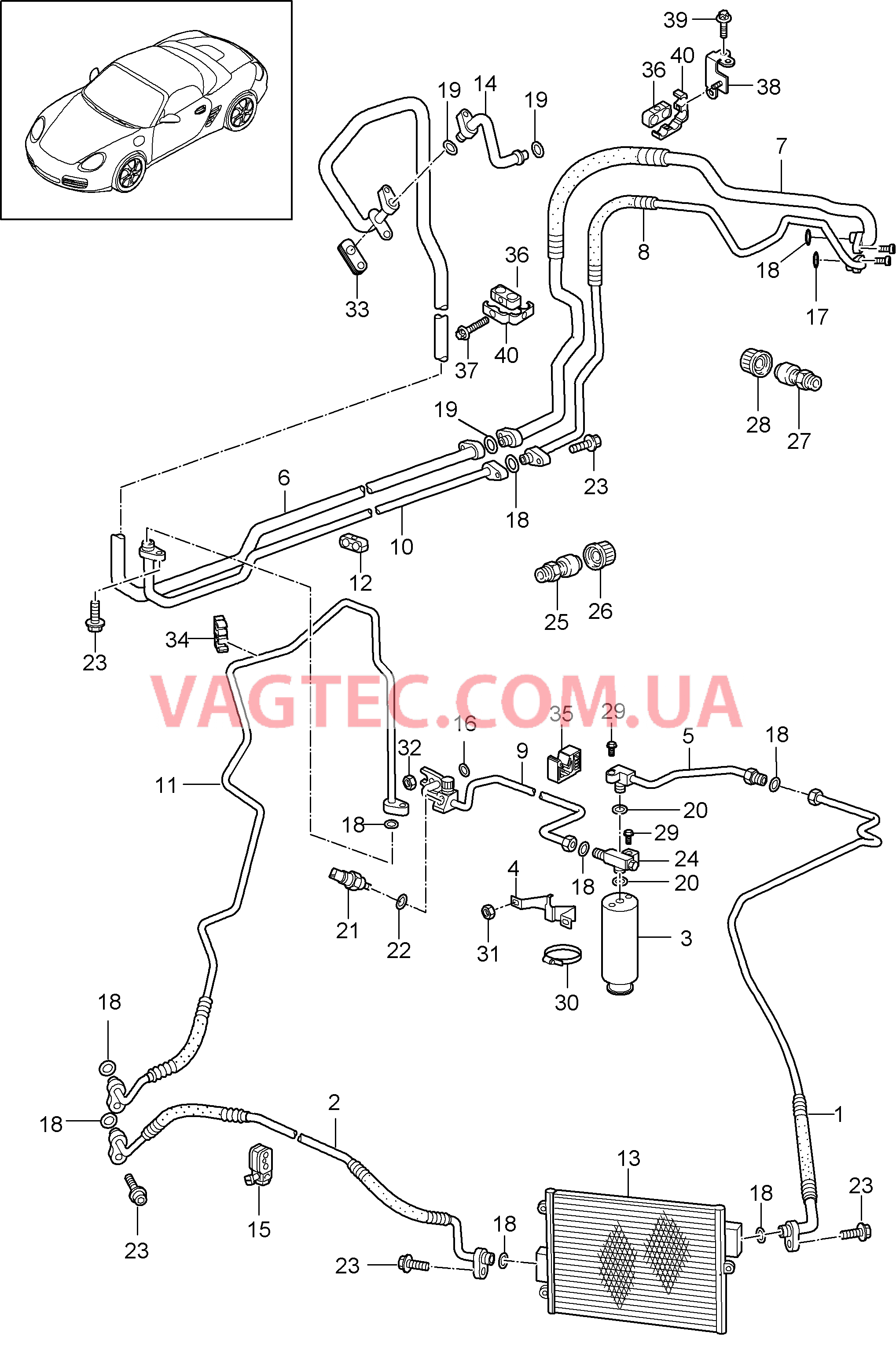 813-025 Циркуляция охлаждающей жидкости для PORSCHE Boxster 2009-2012-USA