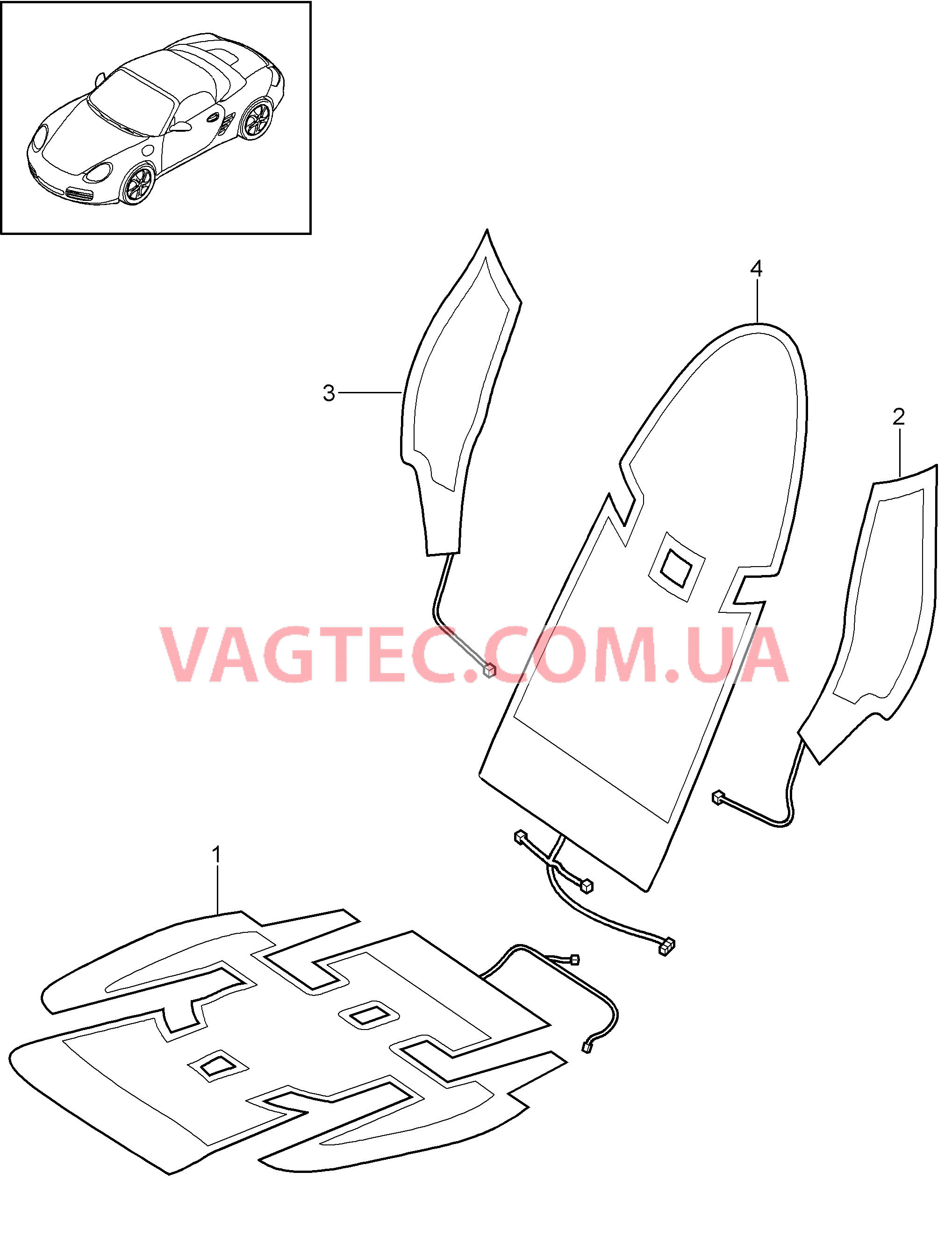 817-018 Обогрев, Переднее сиденье для PORSCHE Boxster 2009-2012