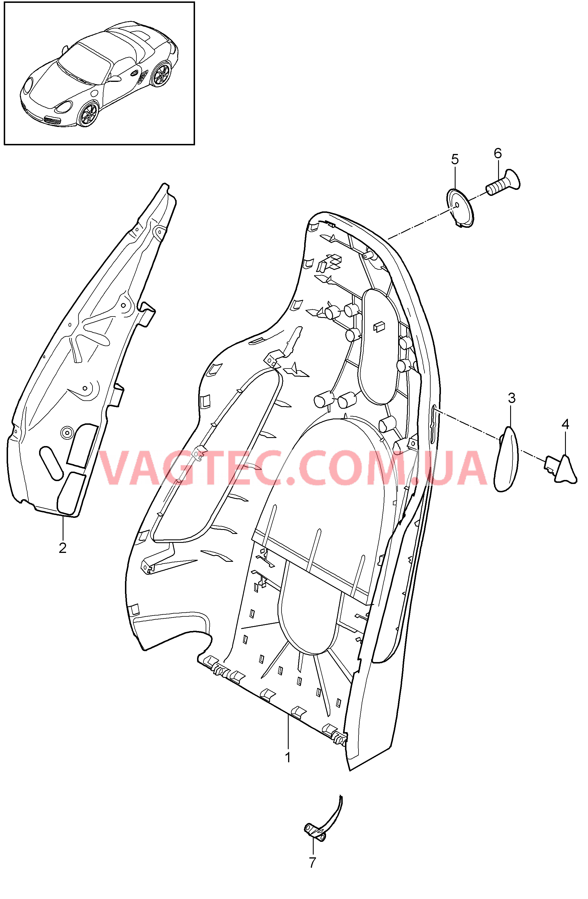 817-019 Каркас спинки, Спортивное сиденье для PORSCHE Boxster 2009-2012-USA