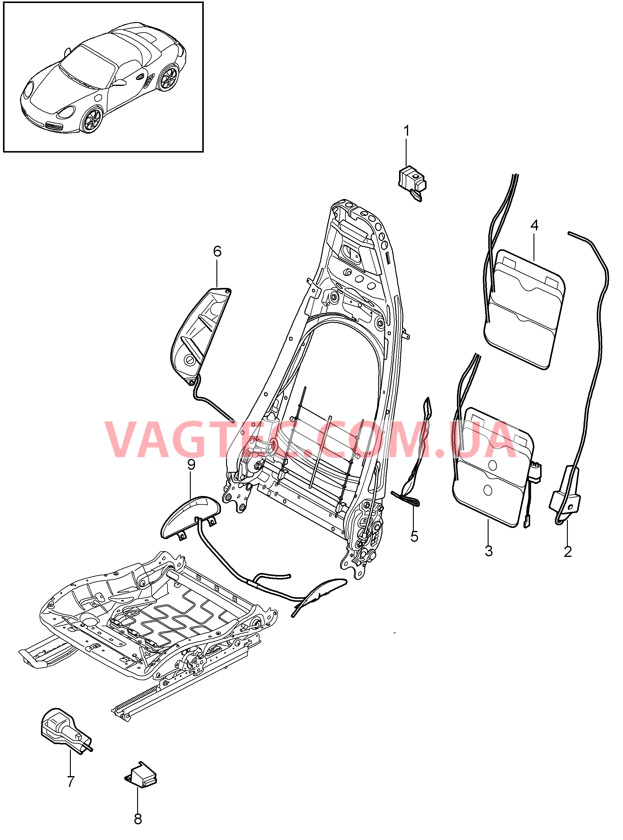 817-022 Поясничный подпор для PORSCHE Boxster 2009-2012