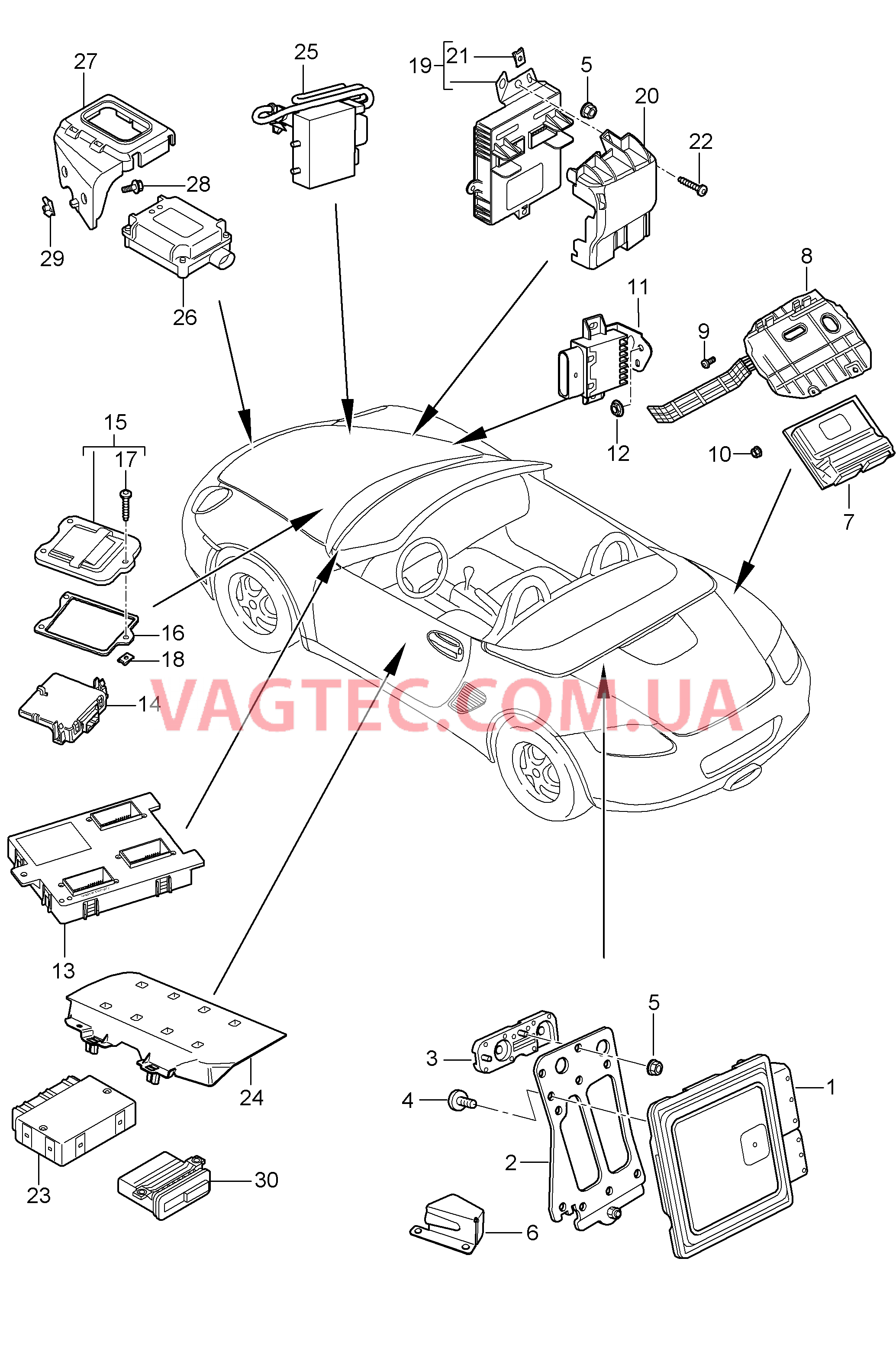 901-003 Блоки управления для PORSCHE Boxster 2009-2012-USA