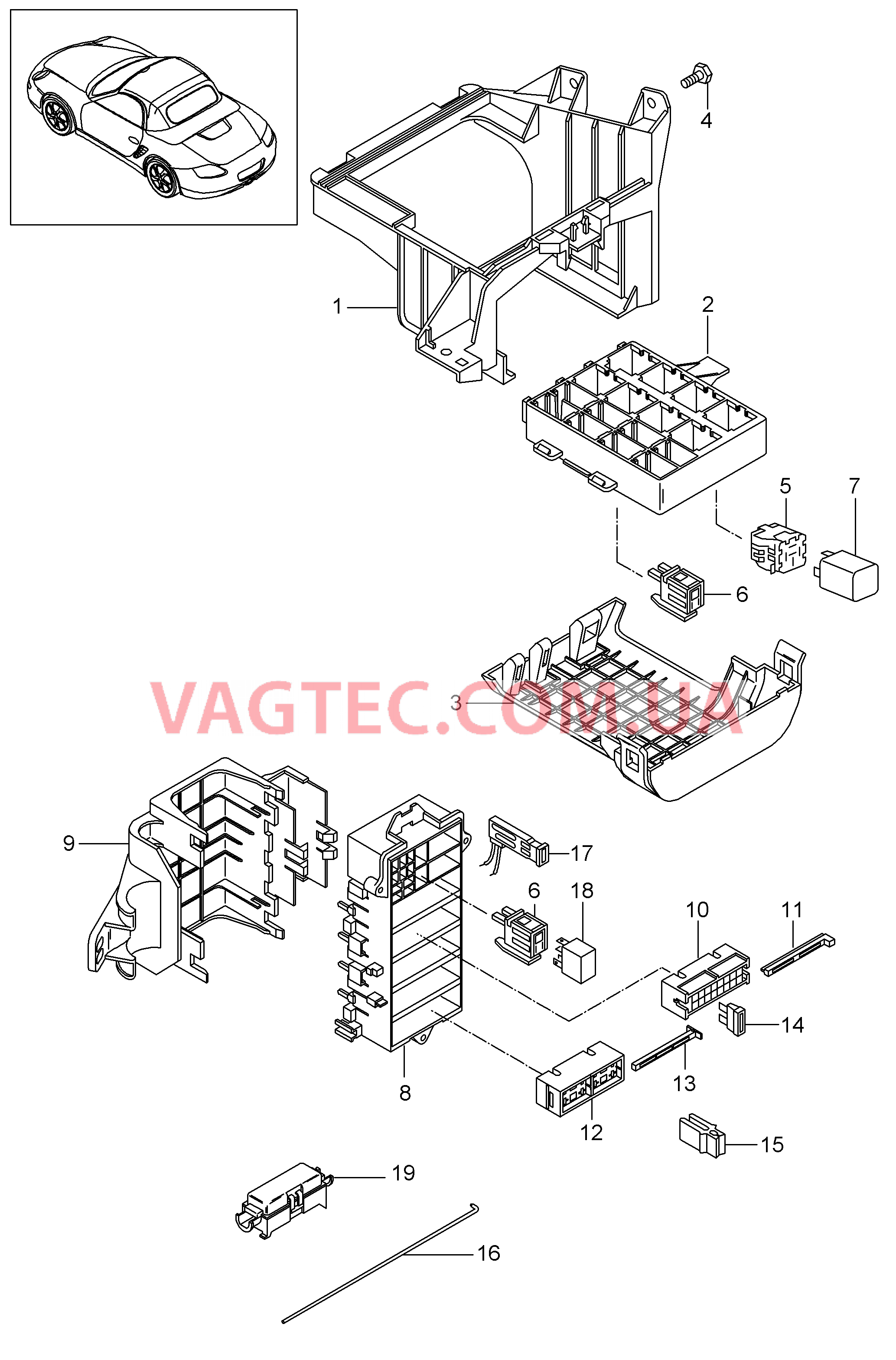 902-000 Блок упр. бортовой сети, Панель приборов для PORSCHE Boxster 2009-2012