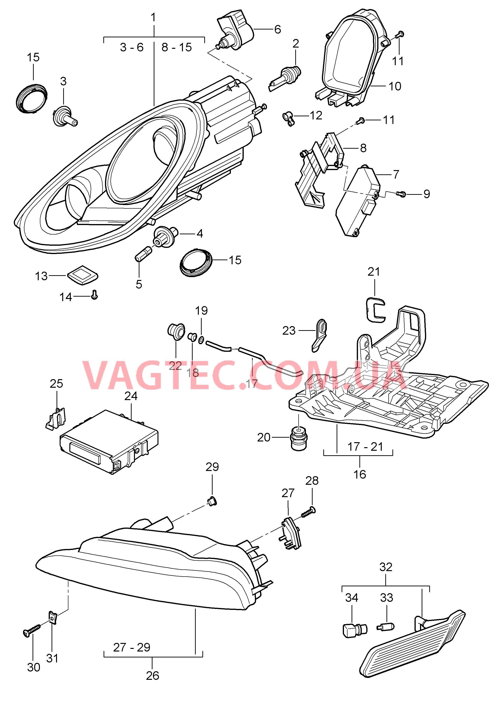 905-001 Фара, Дополнительная фара, Указатель поворота
						
						I603 для PORSCHE Boxster 2009-2012