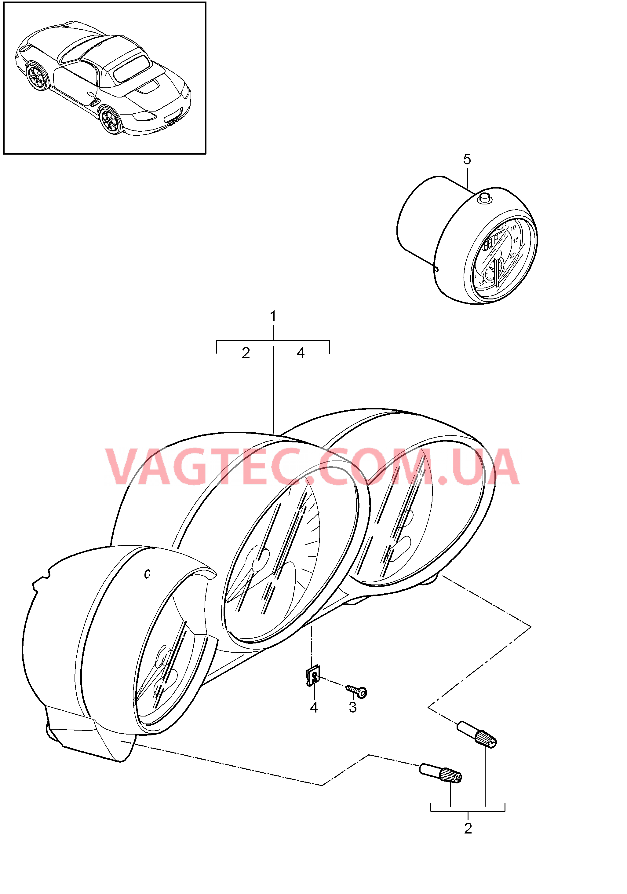 906-001 Инструменты, Секундомер для PORSCHE Boxster 2009-2012