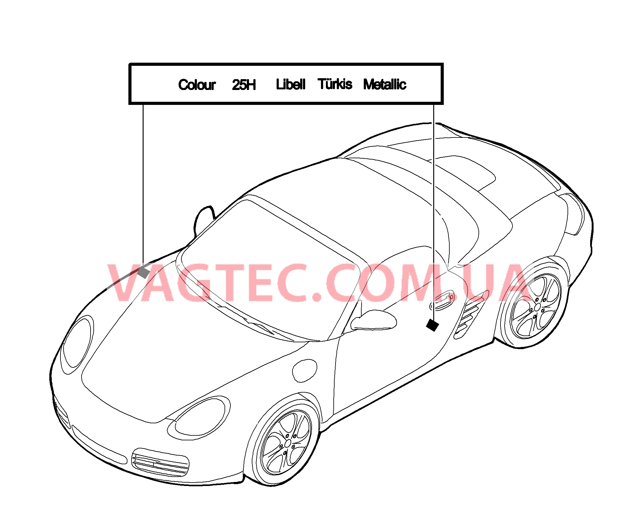 004-000 Лакировочный карандаш, Лакокрасочные покрытия для PORSCHE Boxster 2009-2012-USA