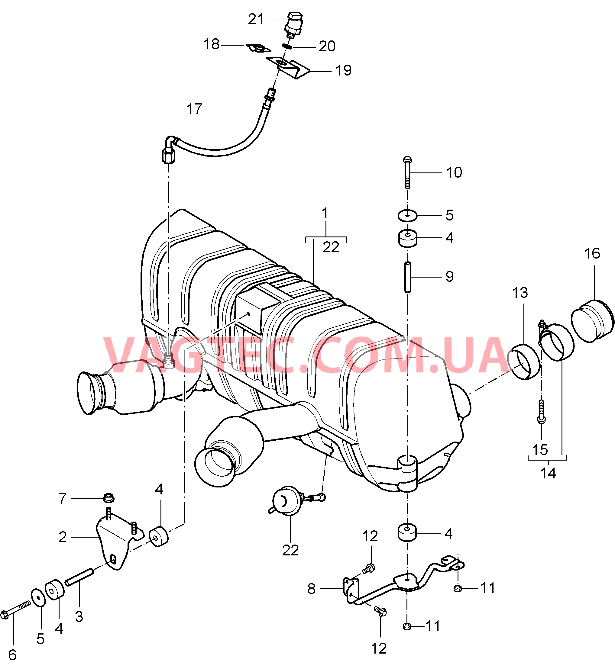 202-010 Выпускная система, Основной глушитель, Выпускная труба для PORSCHE CarreraGT 2004-2006-USA