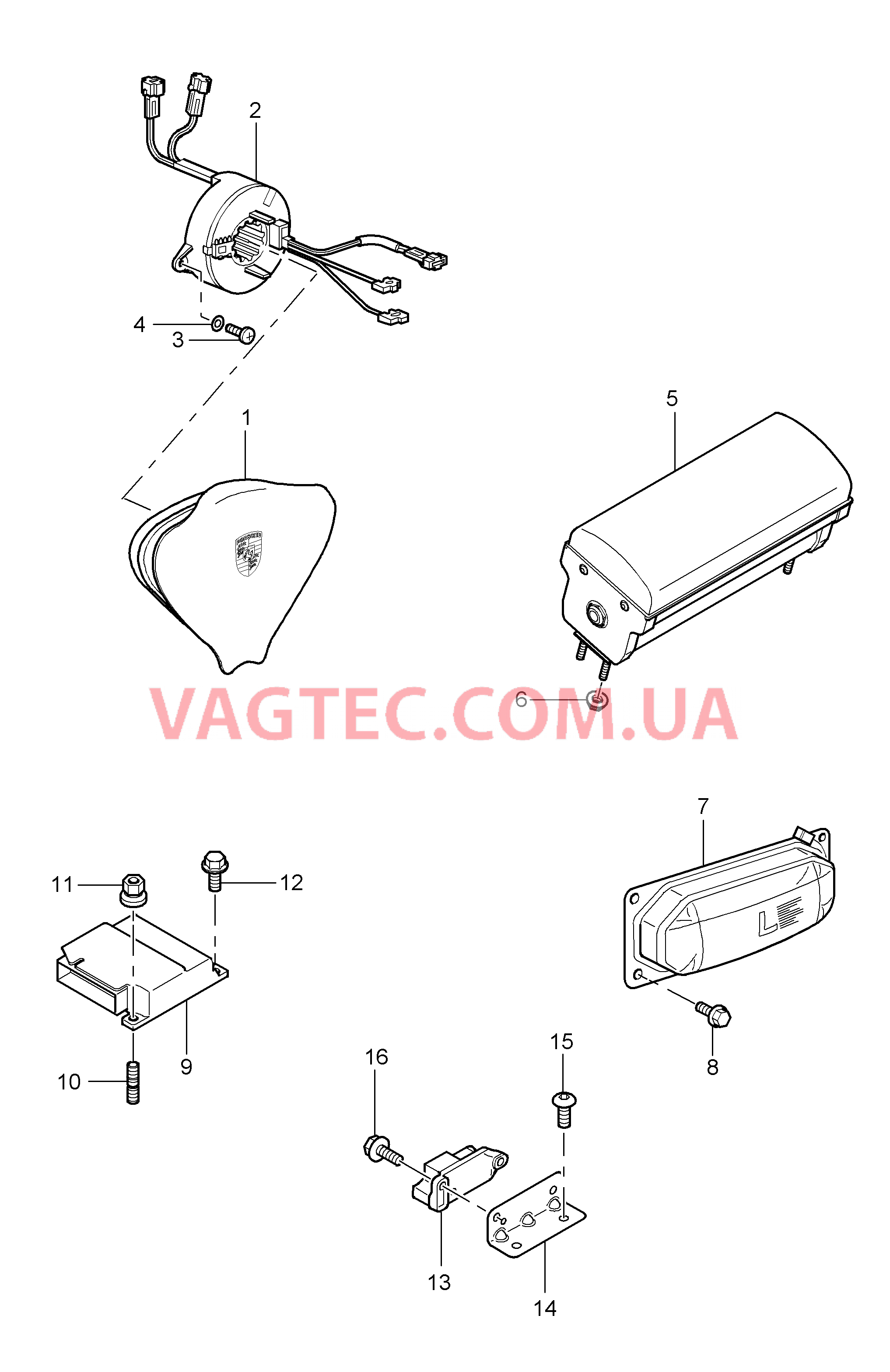 403-006 Подушка безопасности для PORSCHE CarreraGT 2004-2006