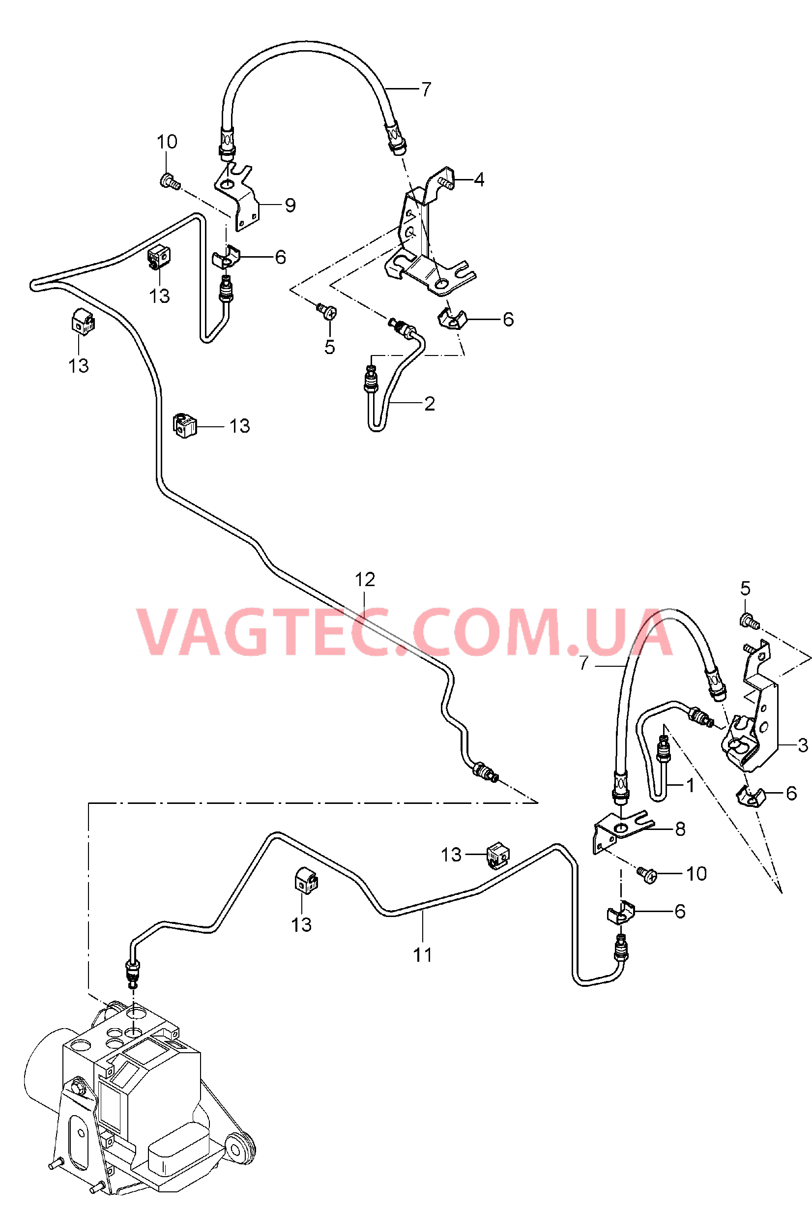 604-010 Тормозные магистрали, Передняя ось для PORSCHE CarreraGT 2004-2006-USA