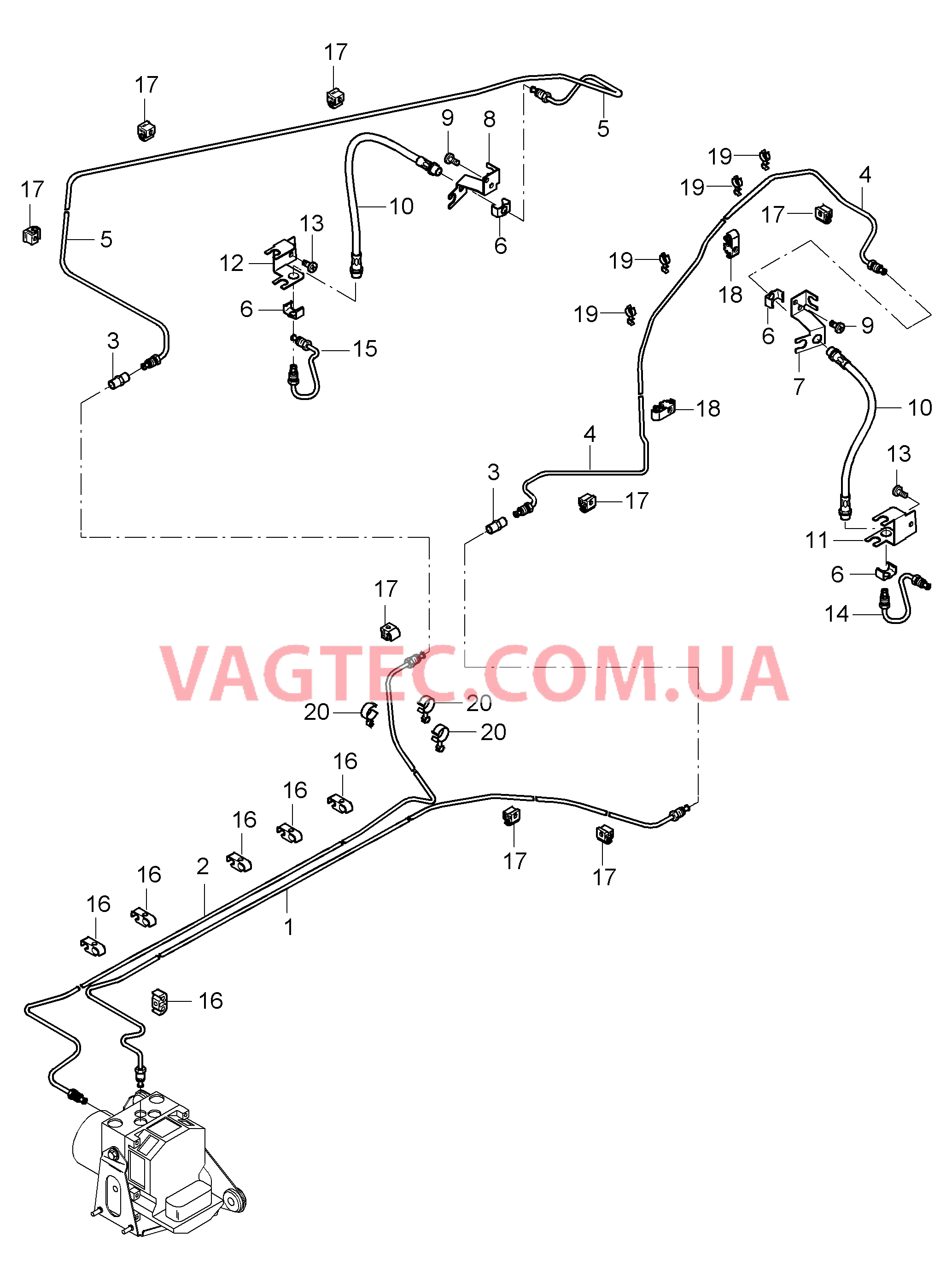 604-015 Тормозная трубка, Днище кузова, Задняя ось для PORSCHE CarreraGT 2004-2006