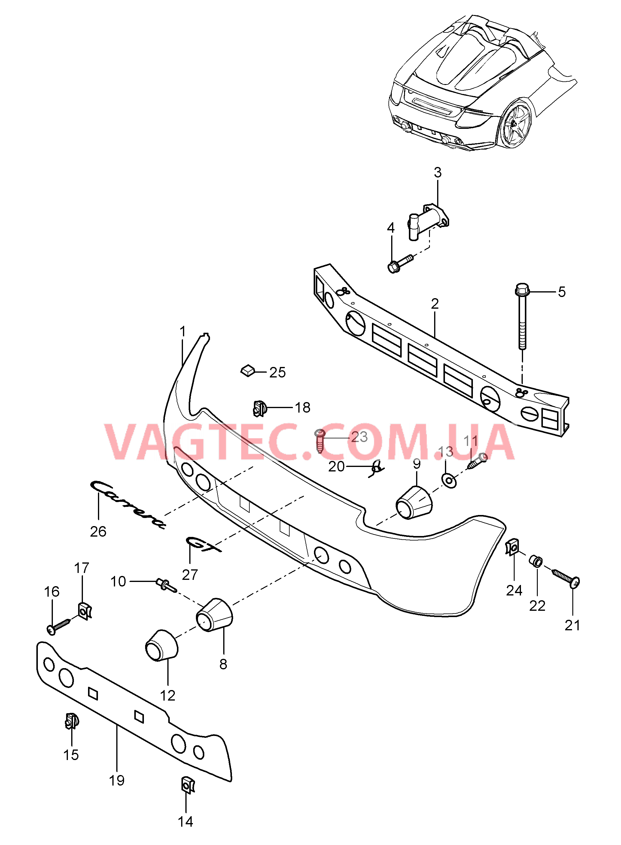 802-010 Обшивка, задний для PORSCHE CarreraGT 2004-2006