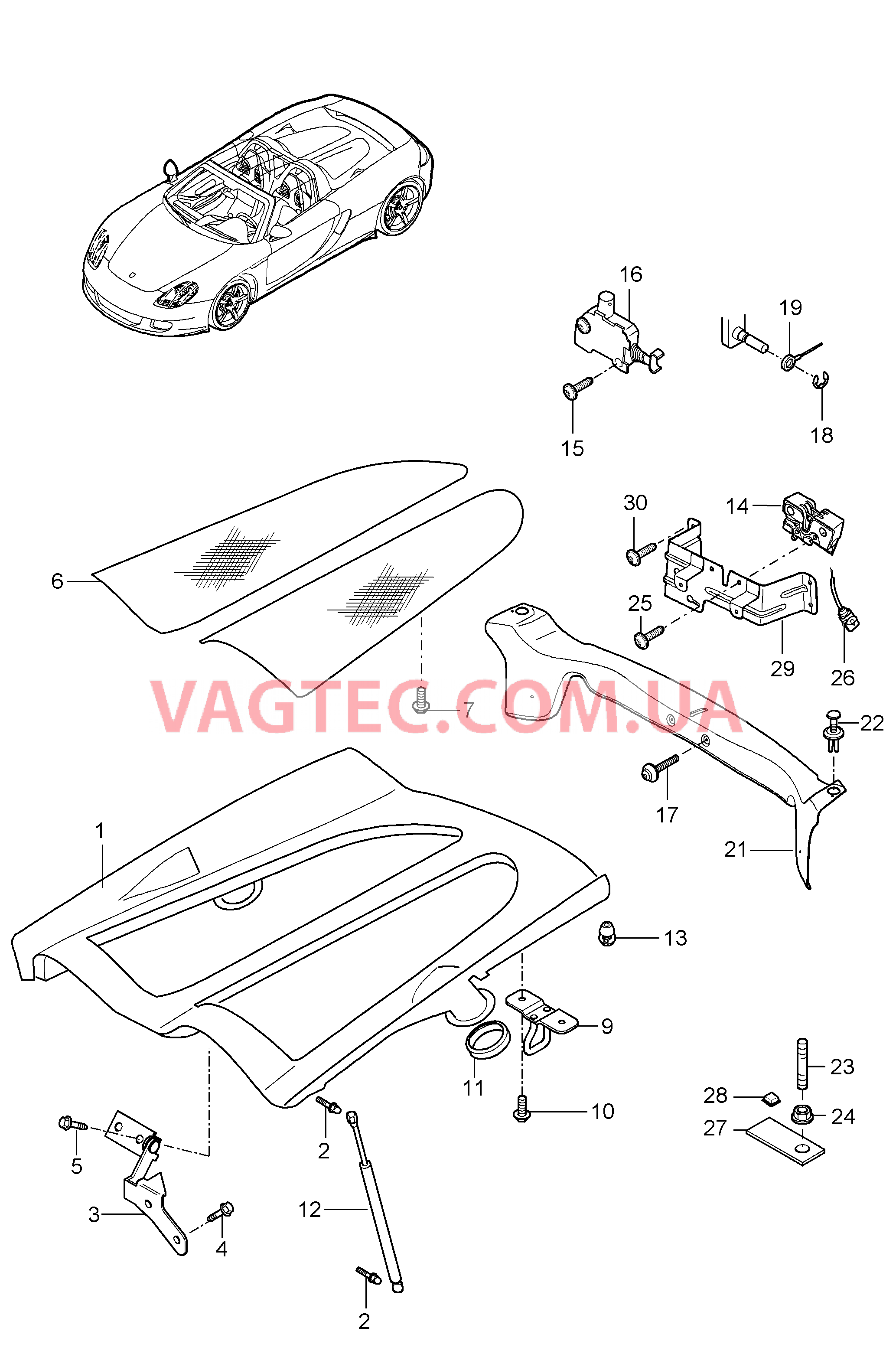 803-005 Крышка, задний для PORSCHE CarreraGT 2004-2006-USA