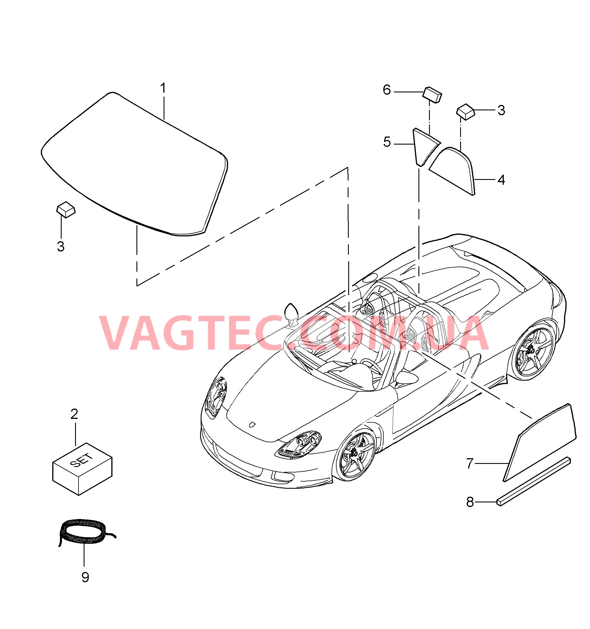 805-000 Остекление для PORSCHE CarreraGT 2004-2006