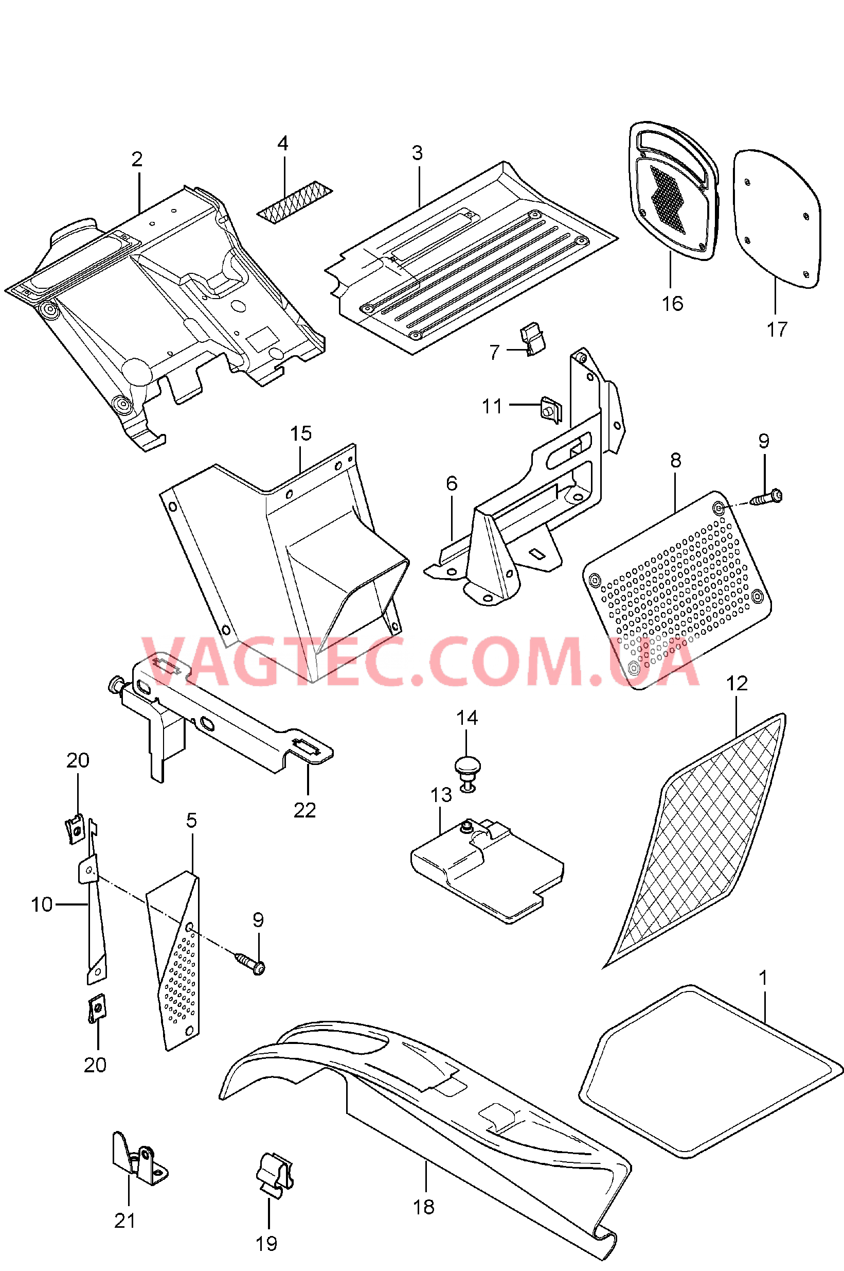 807-002 Пространство для ног, Накладка на днище для PORSCHE CarreraGT 2004-2006-USA