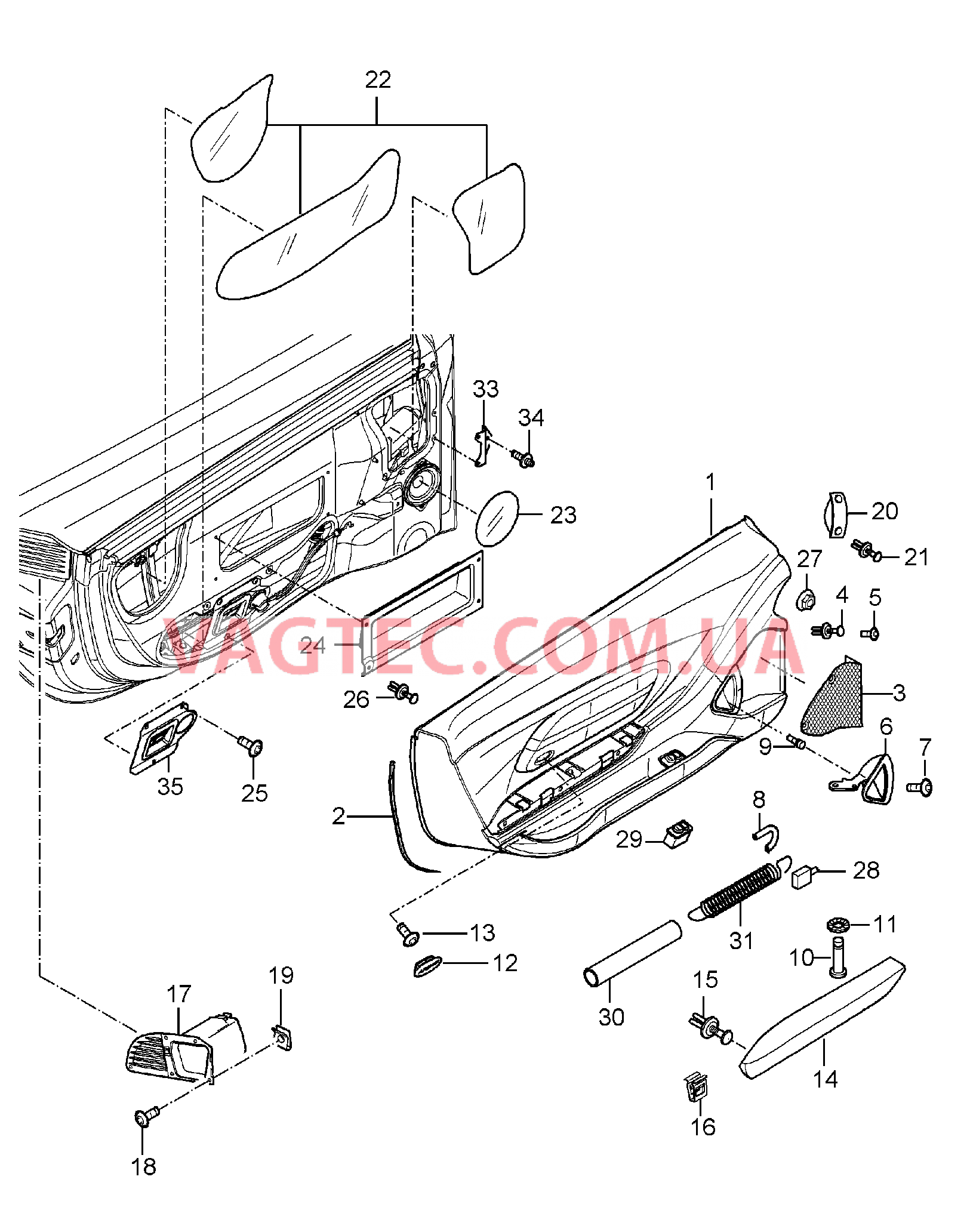 807-005 Обшивка двери для PORSCHE CarreraGT 2004-2006-USA