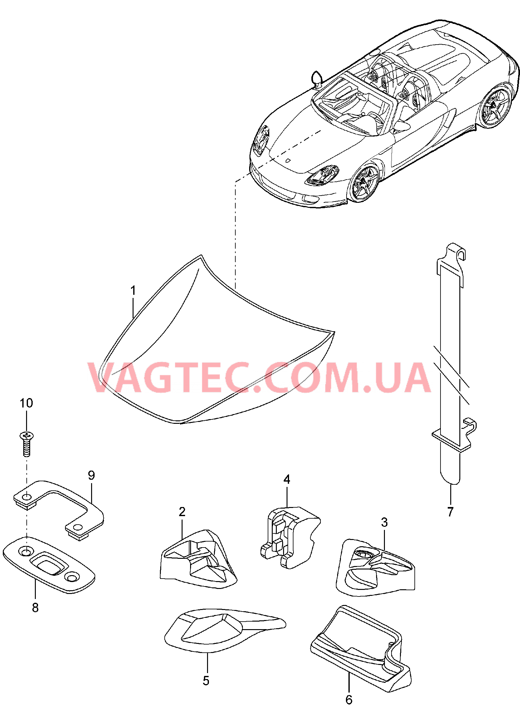 807-010 Обшивка багажного отсека для PORSCHE CarreraGT 2004-2006