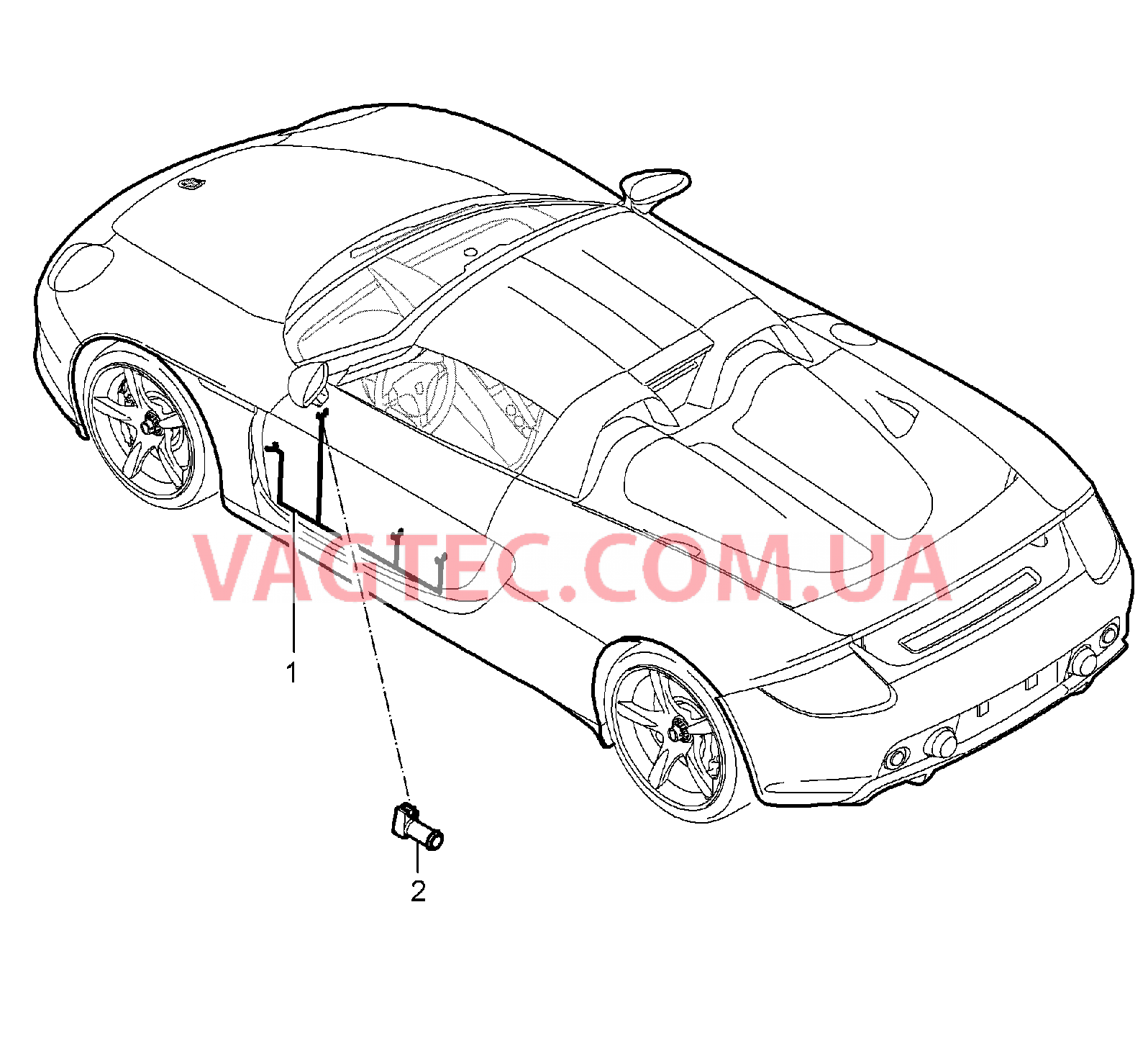 902-015 Жгуты проводов, Водительская дверь, Дверь передн.пассажира для PORSCHE CarreraGT 2004-2006-USA