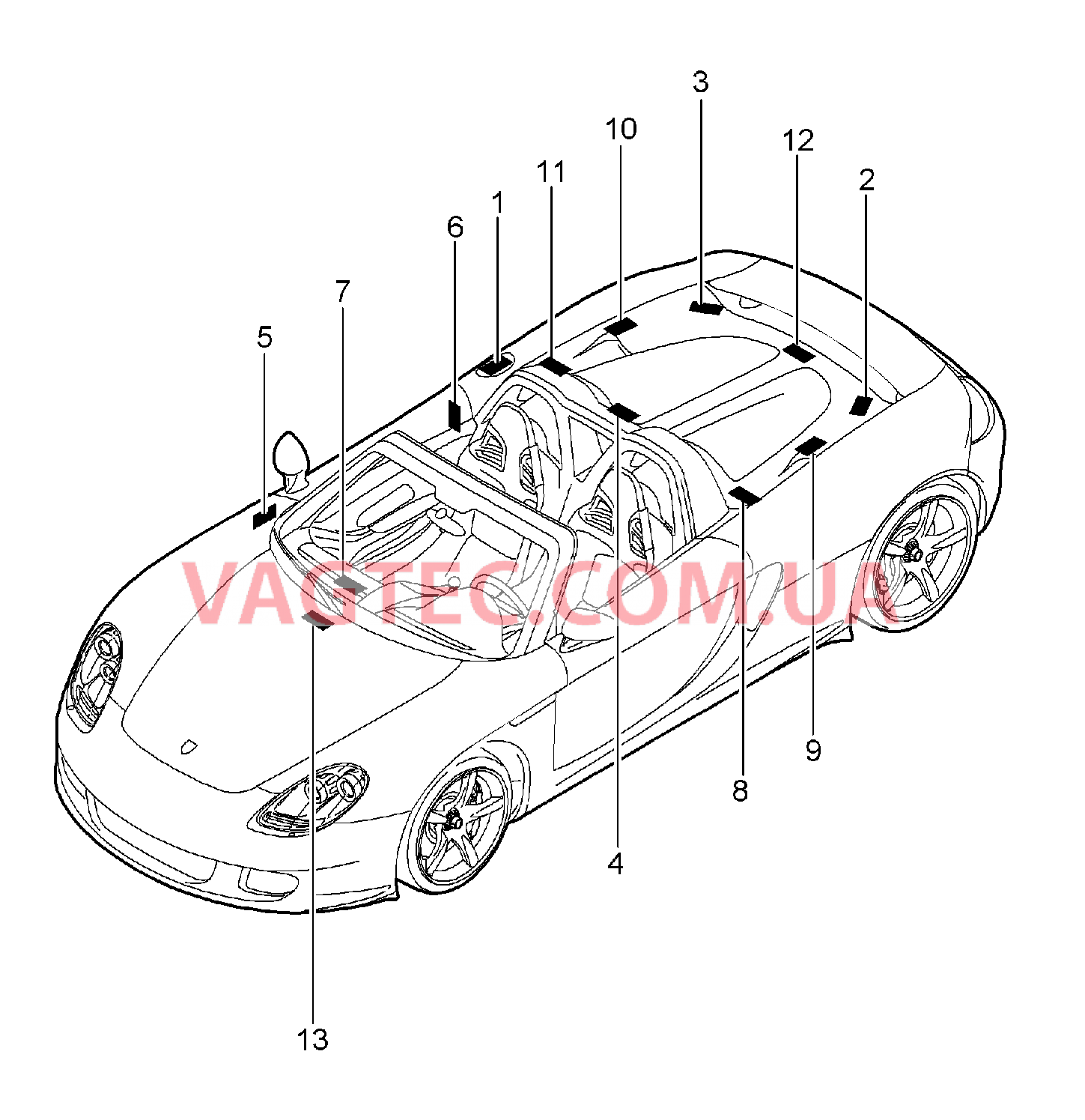 001-005 Наклейки для PORSCHE CarreraGT 2004-2006-USA