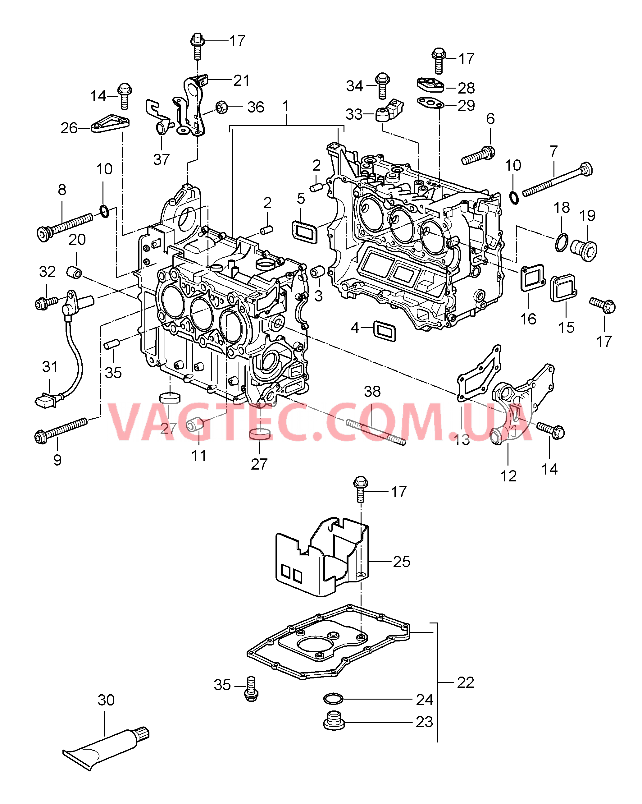 101-005 Кривошипный механизм, Отдельные детали
						
						M97.20/21/22 для PORSCHE Cayman 2006-2008USA