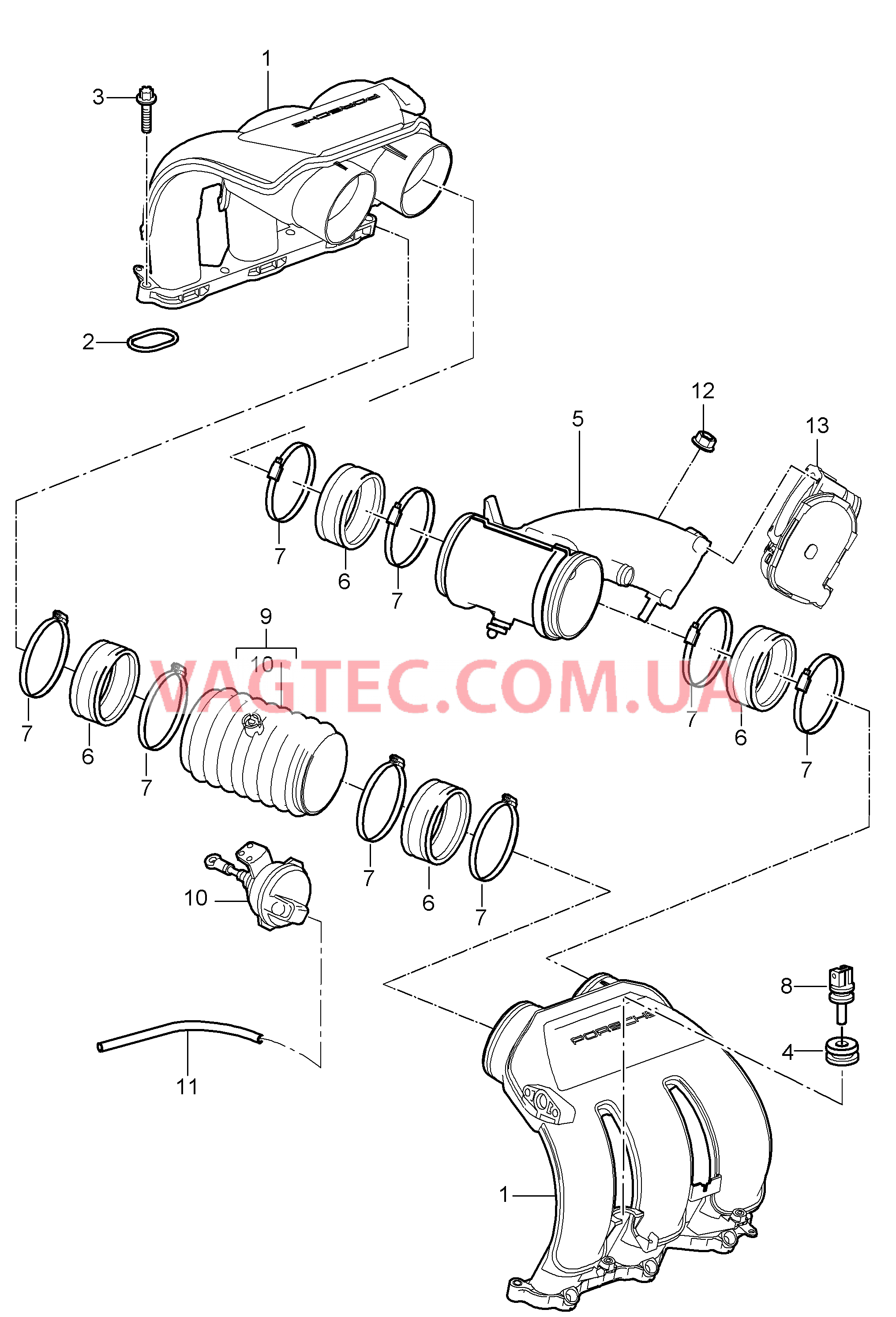 107-010 Впускной коллектор
						
						M97.20/21 для PORSCHE Cayman 2006-2008USA