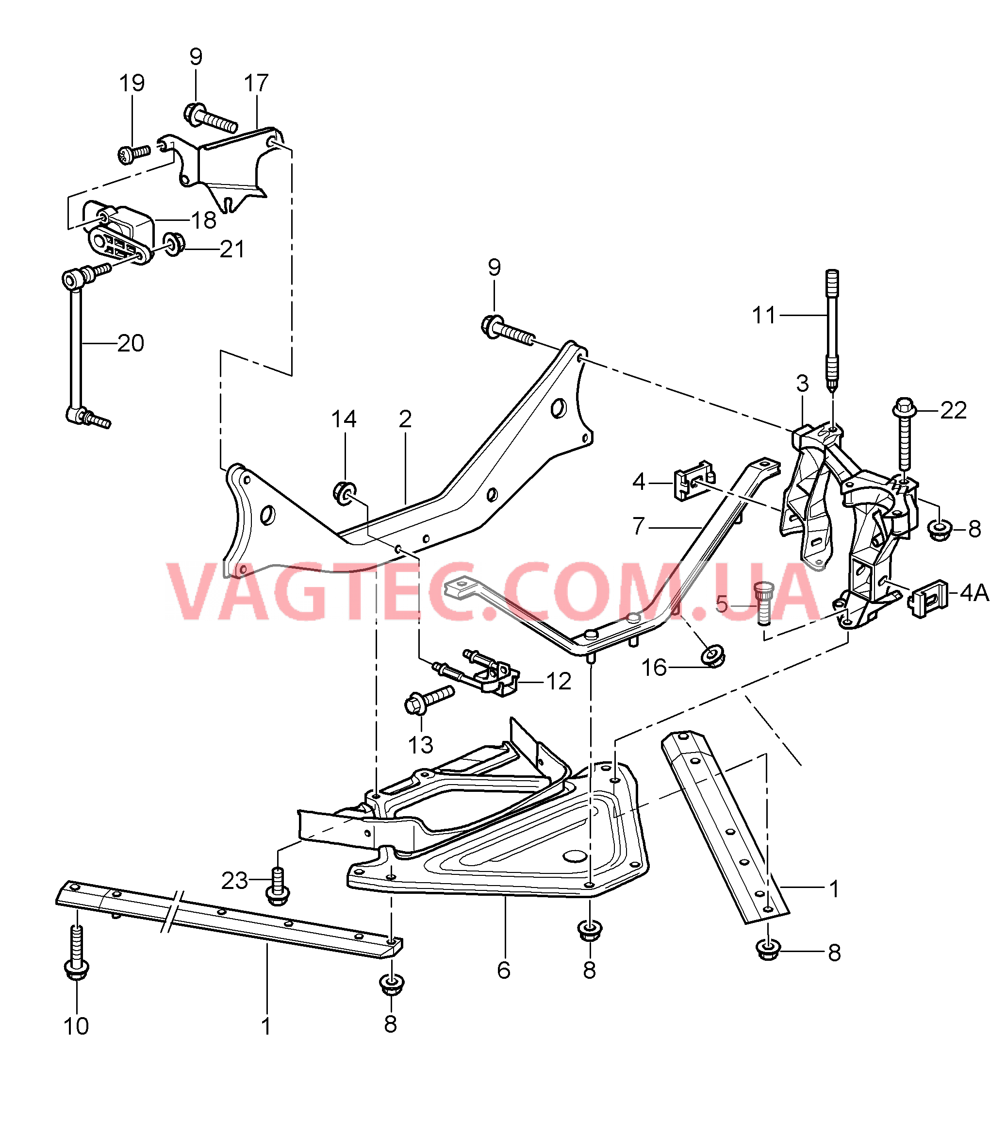 501-001 Задняя ось, Боковая часть, Держатель для PORSCHE Cayman 2006-2008USA