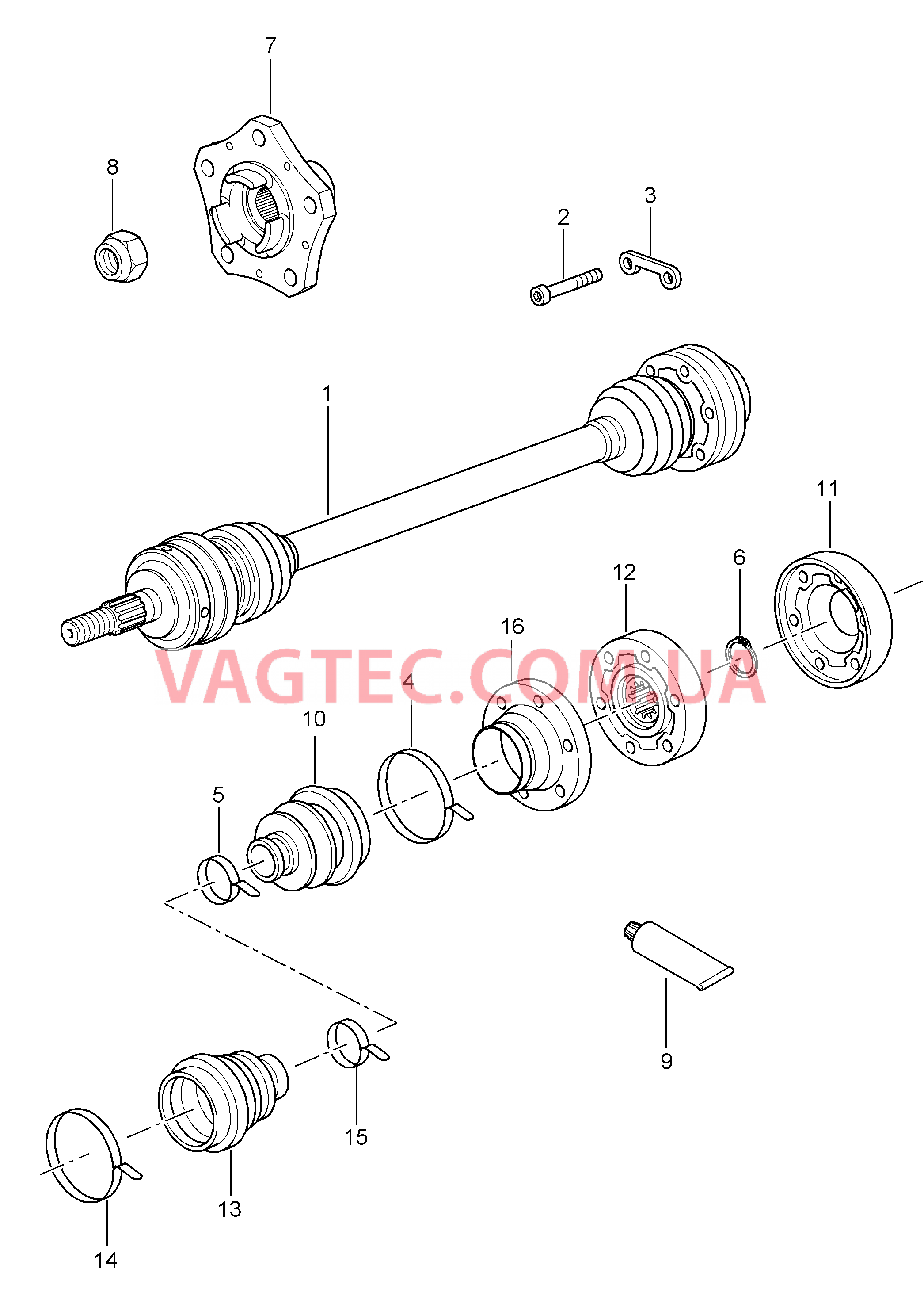 501-005 Шарнирный вал, Ступица для PORSCHE Cayman 2006-2008